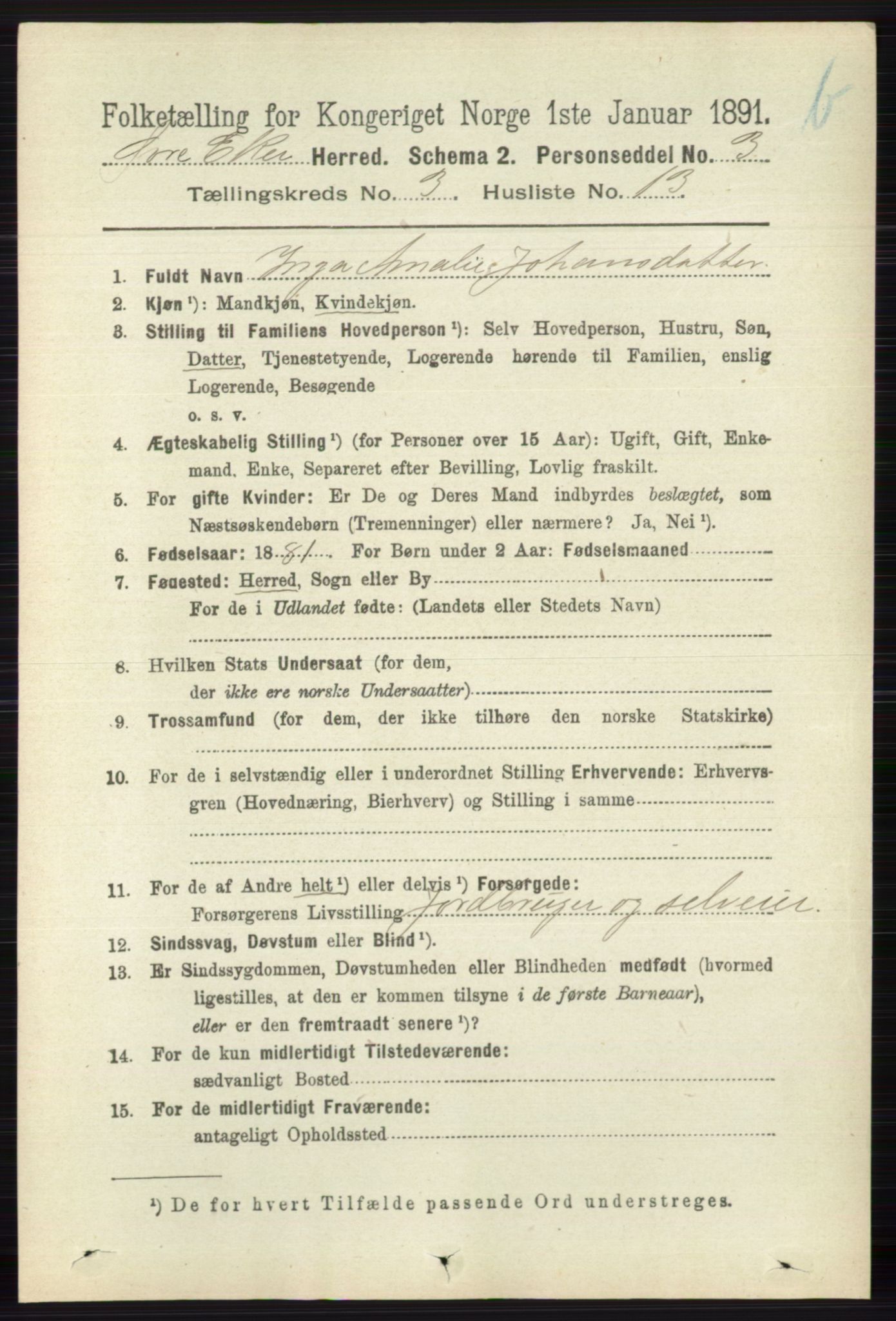 RA, 1891 census for 0624 Øvre Eiker, 1891, p. 9130