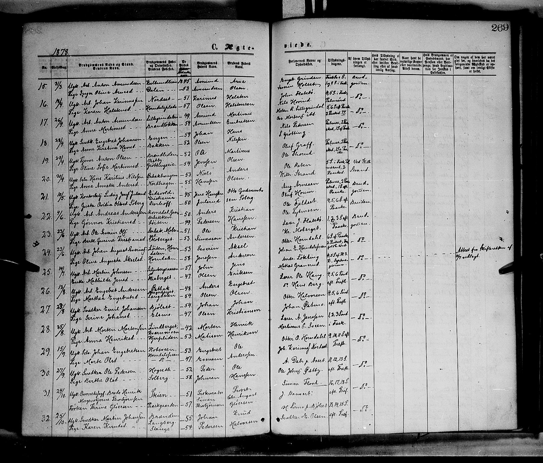 Elverum prestekontor, SAH/PREST-044/H/Ha/Haa/L0011: Parish register (official) no. 11, 1869-1879, p. 269