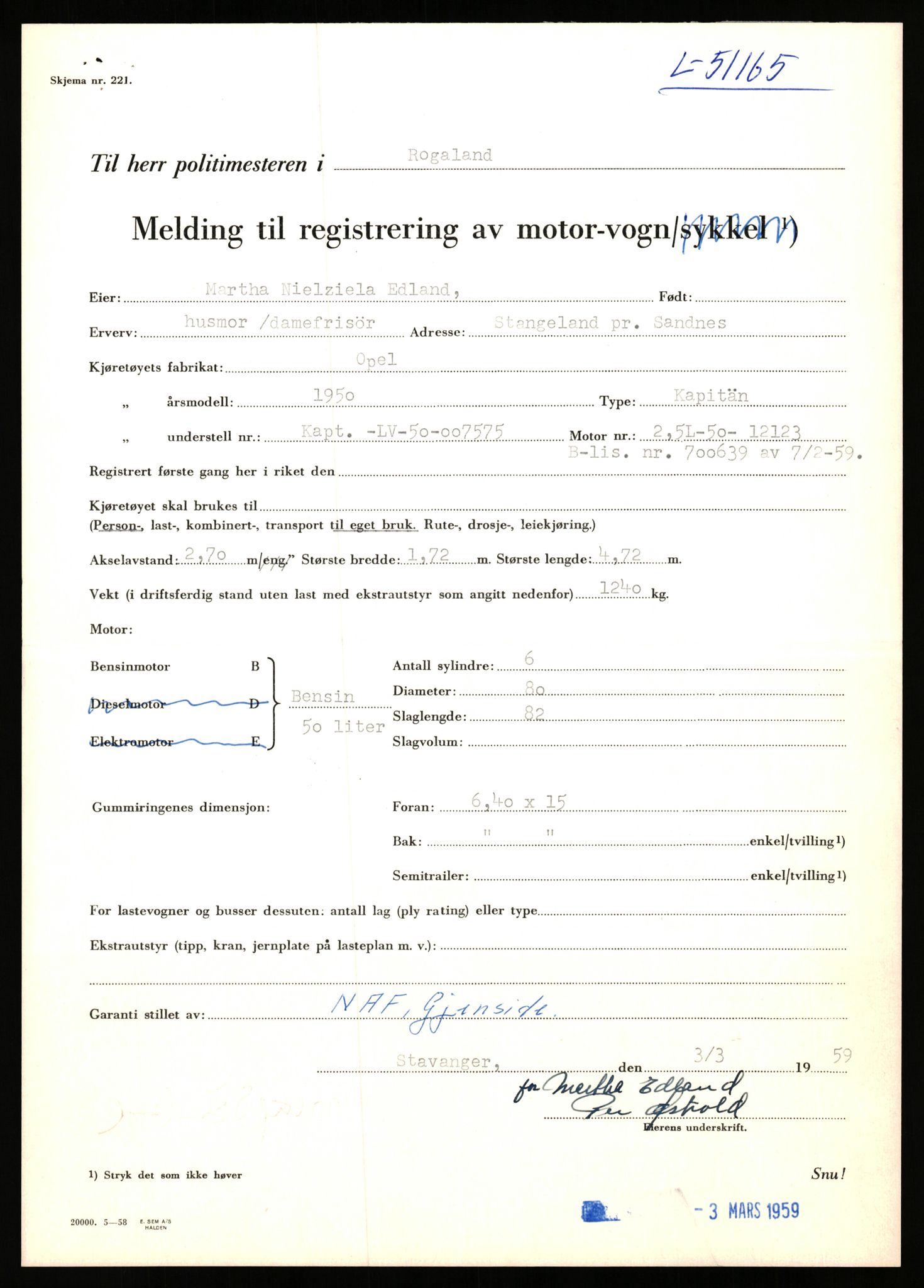 Stavanger trafikkstasjon, AV/SAST-A-101942/0/F/L0050: L-50600 - L-51299, 1930-1971, p. 1795