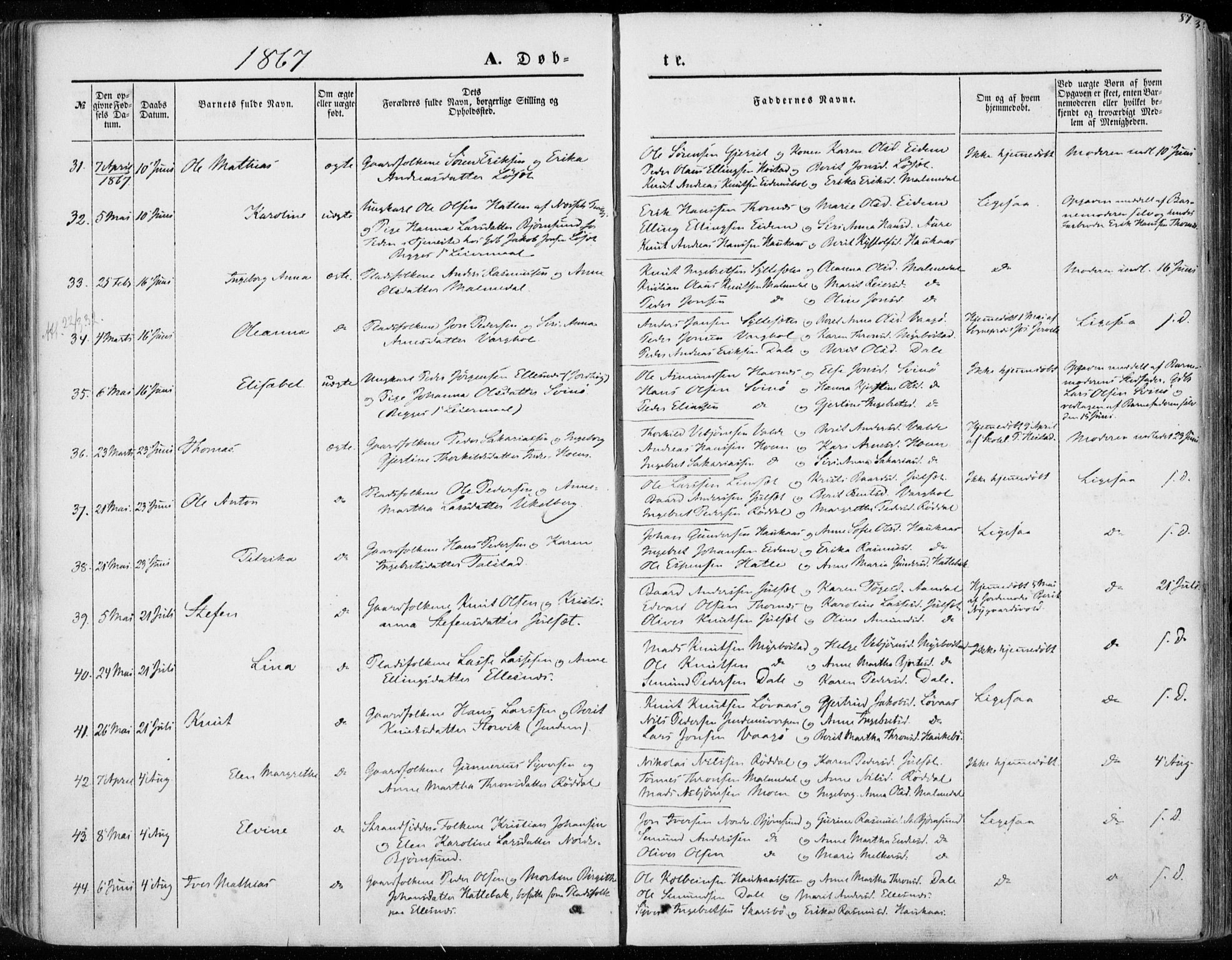 Ministerialprotokoller, klokkerbøker og fødselsregistre - Møre og Romsdal, AV/SAT-A-1454/565/L0748: Parish register (official) no. 565A02, 1845-1872, p. 87