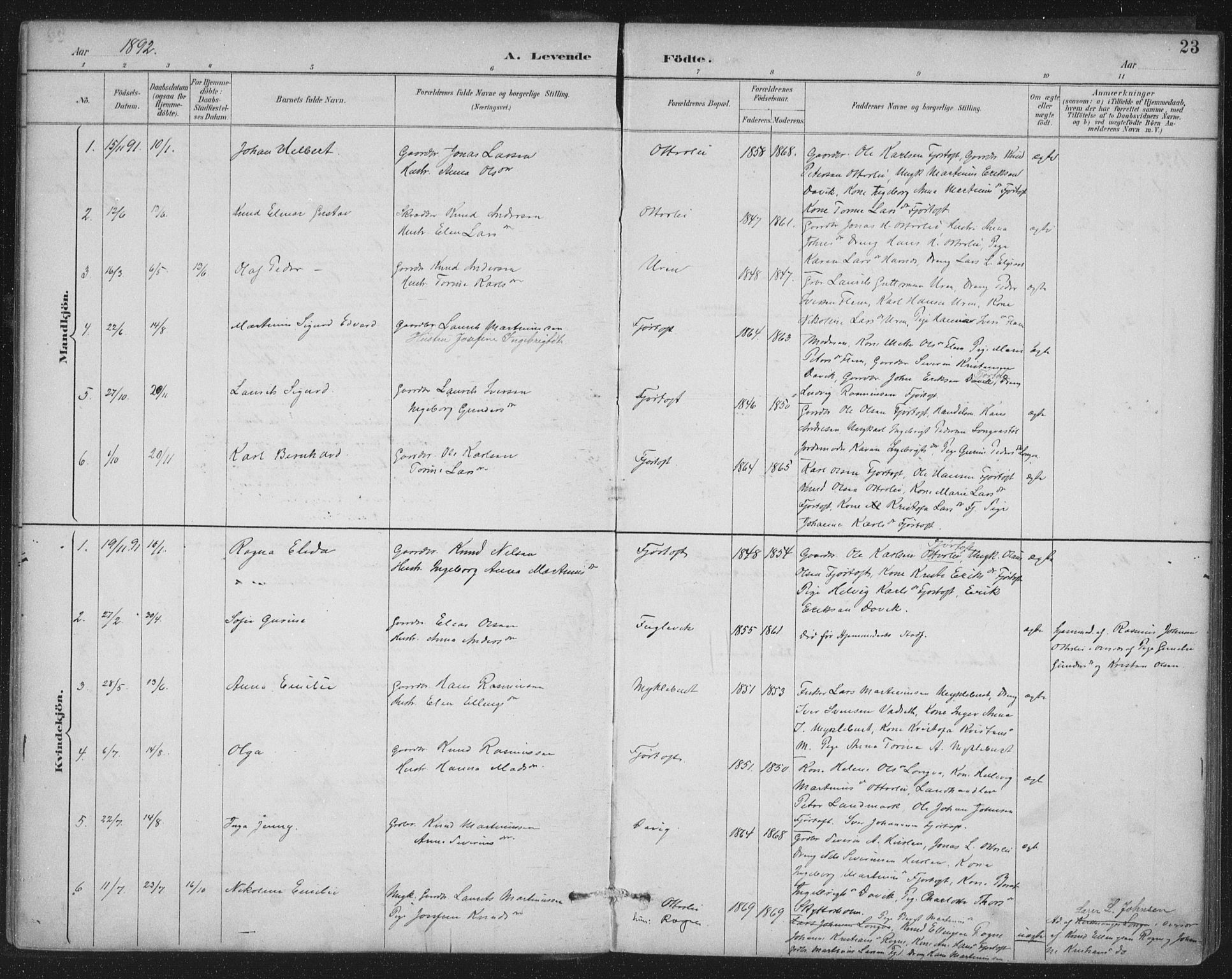 Ministerialprotokoller, klokkerbøker og fødselsregistre - Møre og Romsdal, SAT/A-1454/538/L0522: Parish register (official) no. 538A01, 1884-1913, p. 23
