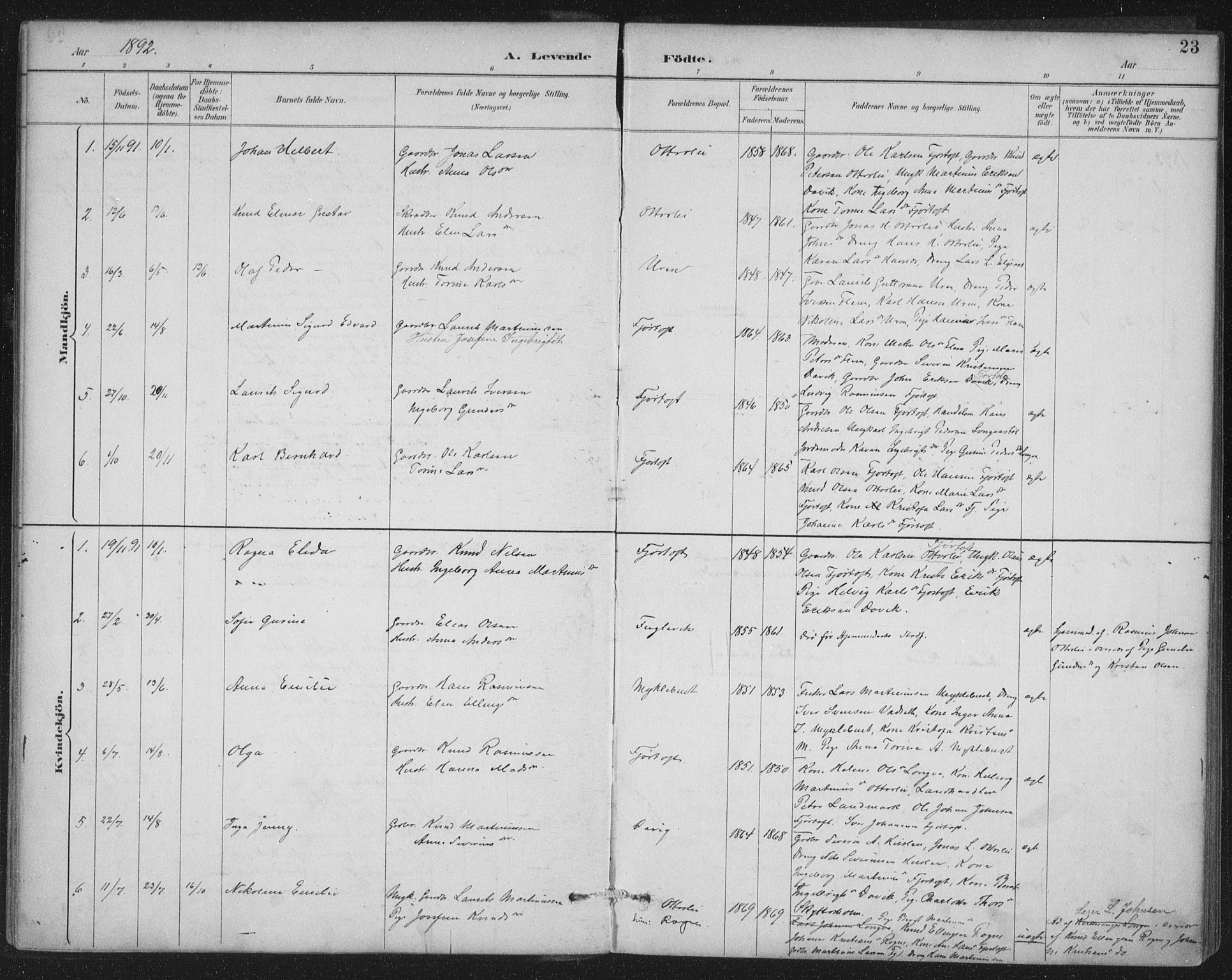 Ministerialprotokoller, klokkerbøker og fødselsregistre - Møre og Romsdal, AV/SAT-A-1454/538/L0522: Parish register (official) no. 538A01, 1884-1913, p. 23