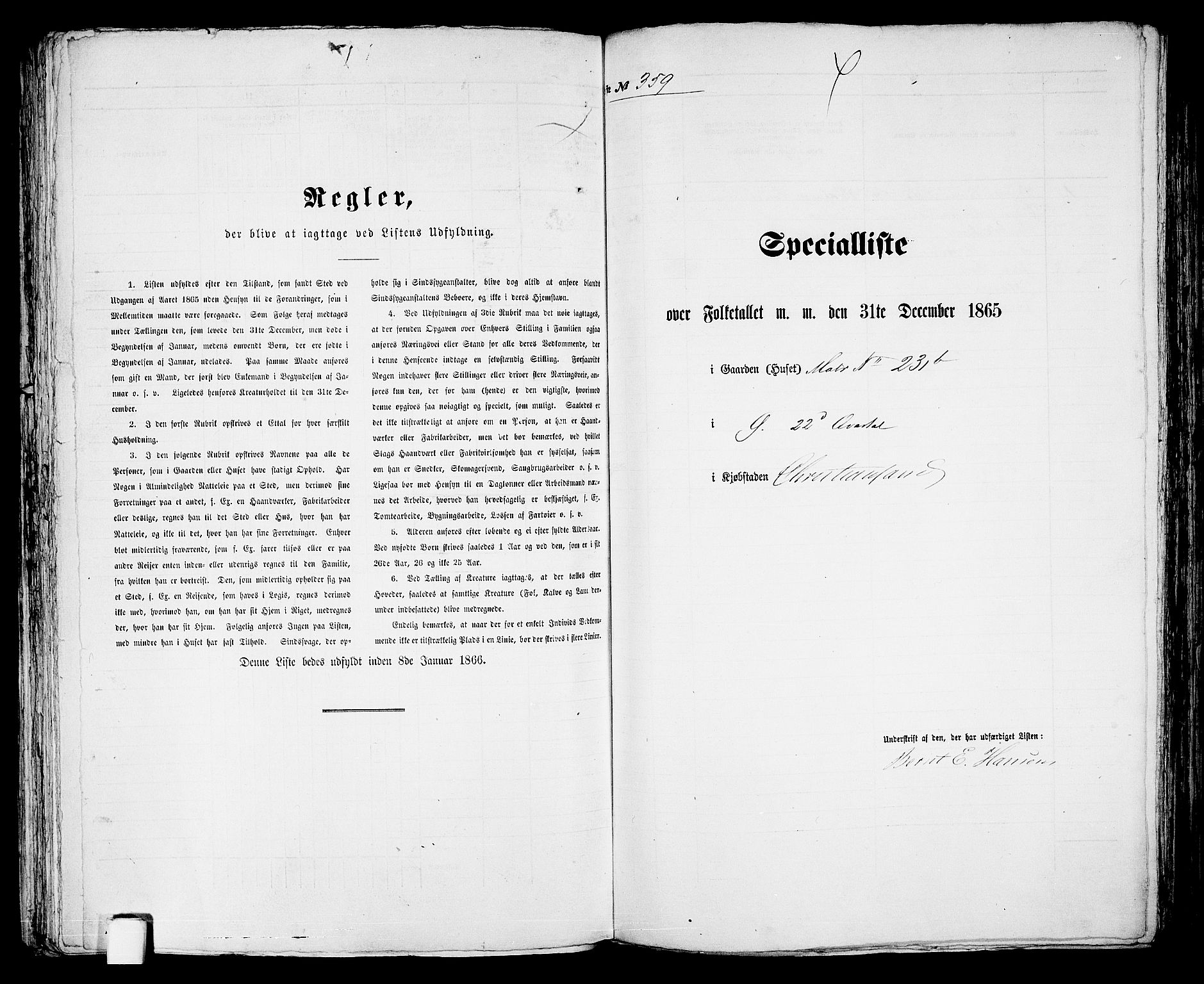 RA, 1865 census for Kristiansand, 1865, p. 739