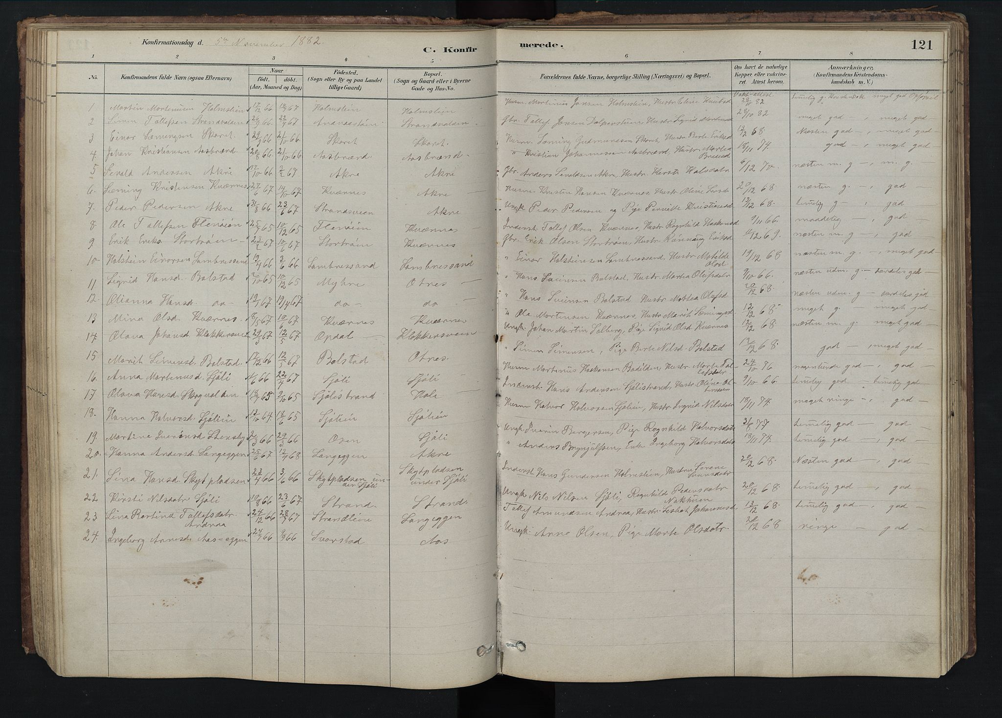 Rendalen prestekontor, AV/SAH-PREST-054/H/Ha/Hab/L0009: Parish register (copy) no. 9, 1879-1902, p. 121