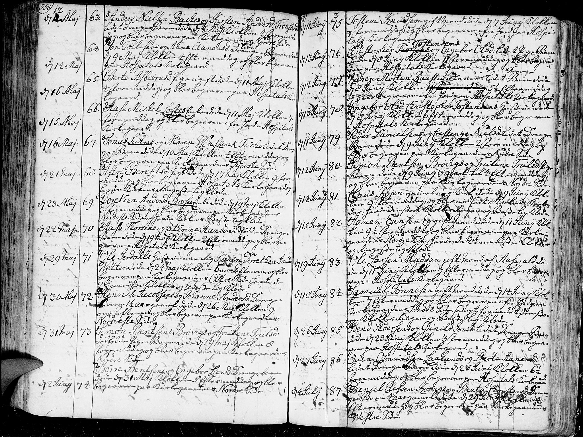 Kristiansand domprosti, AV/SAK-1112-0006/F/Fa/L0001: Parish register (official) no. A 1, 1734-1793, p. 550-551