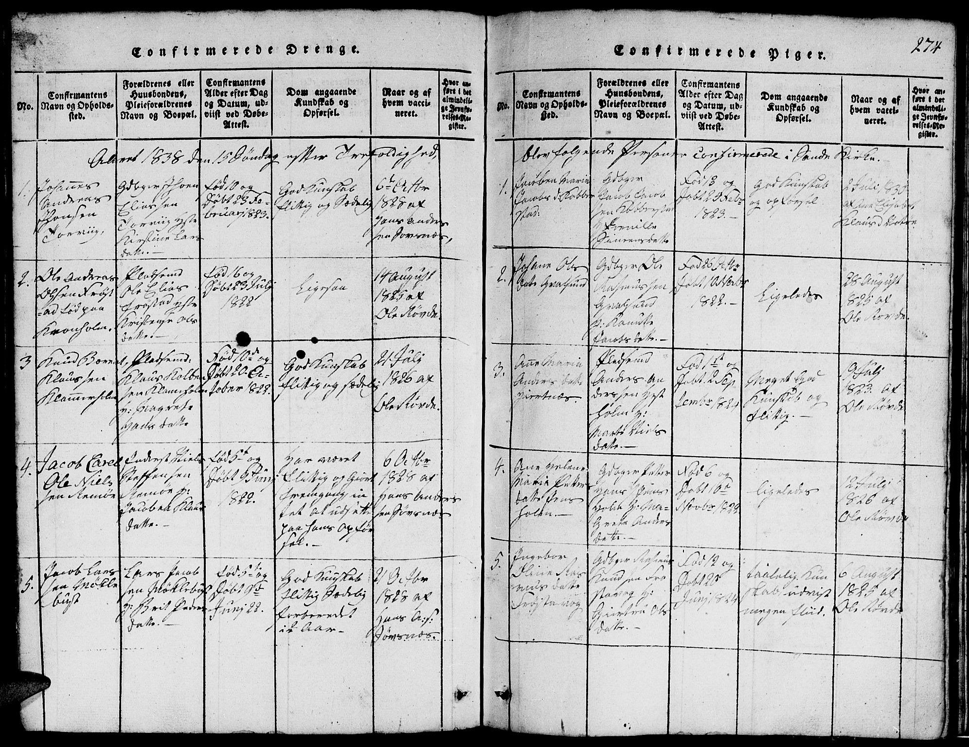 Ministerialprotokoller, klokkerbøker og fødselsregistre - Møre og Romsdal, AV/SAT-A-1454/507/L0078: Parish register (copy) no. 507C01, 1816-1840, p. 274