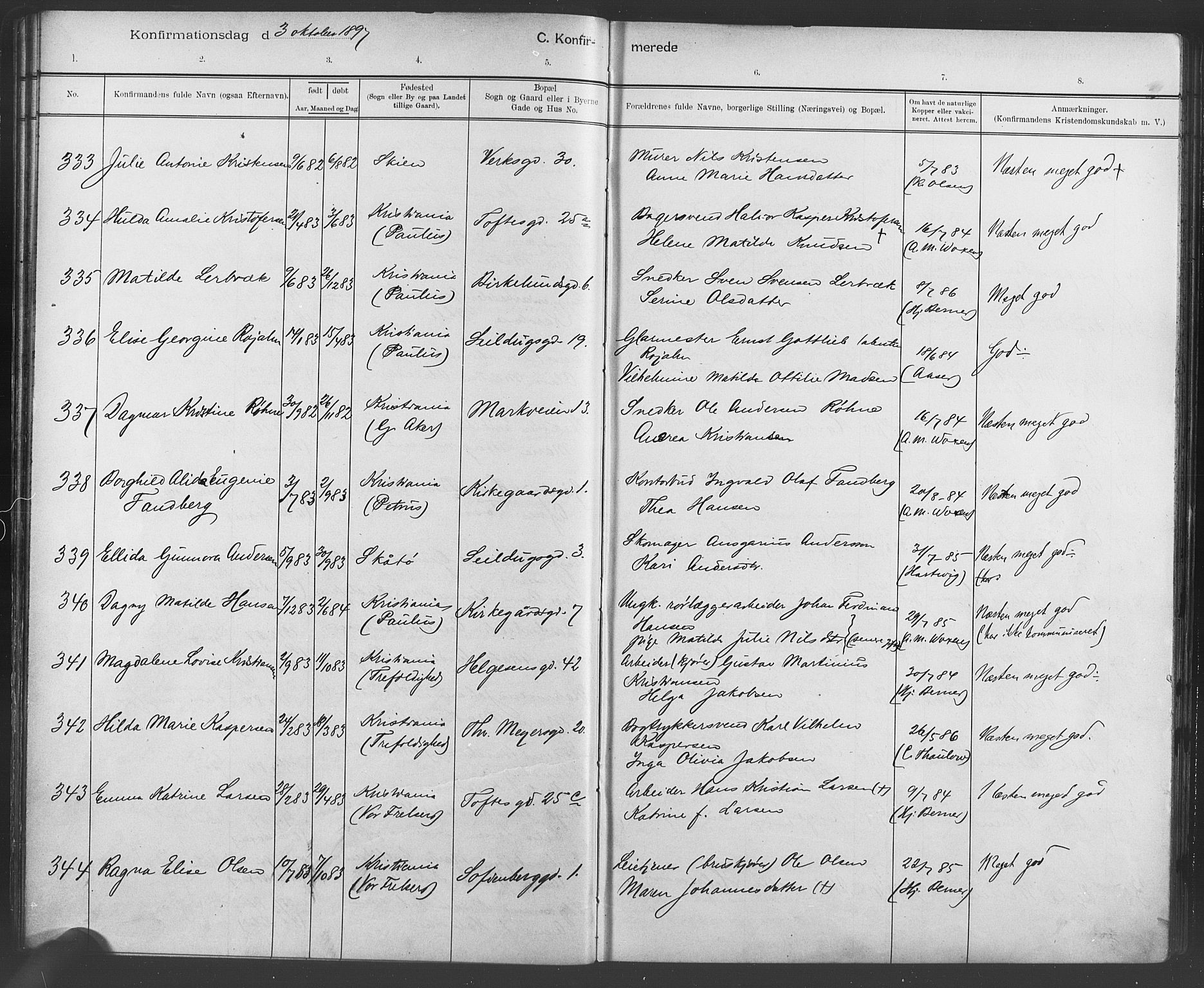 Paulus prestekontor Kirkebøker, AV/SAO-A-10871/F/Fa/L0007: Parish register (official) no. 7, 1897-1915