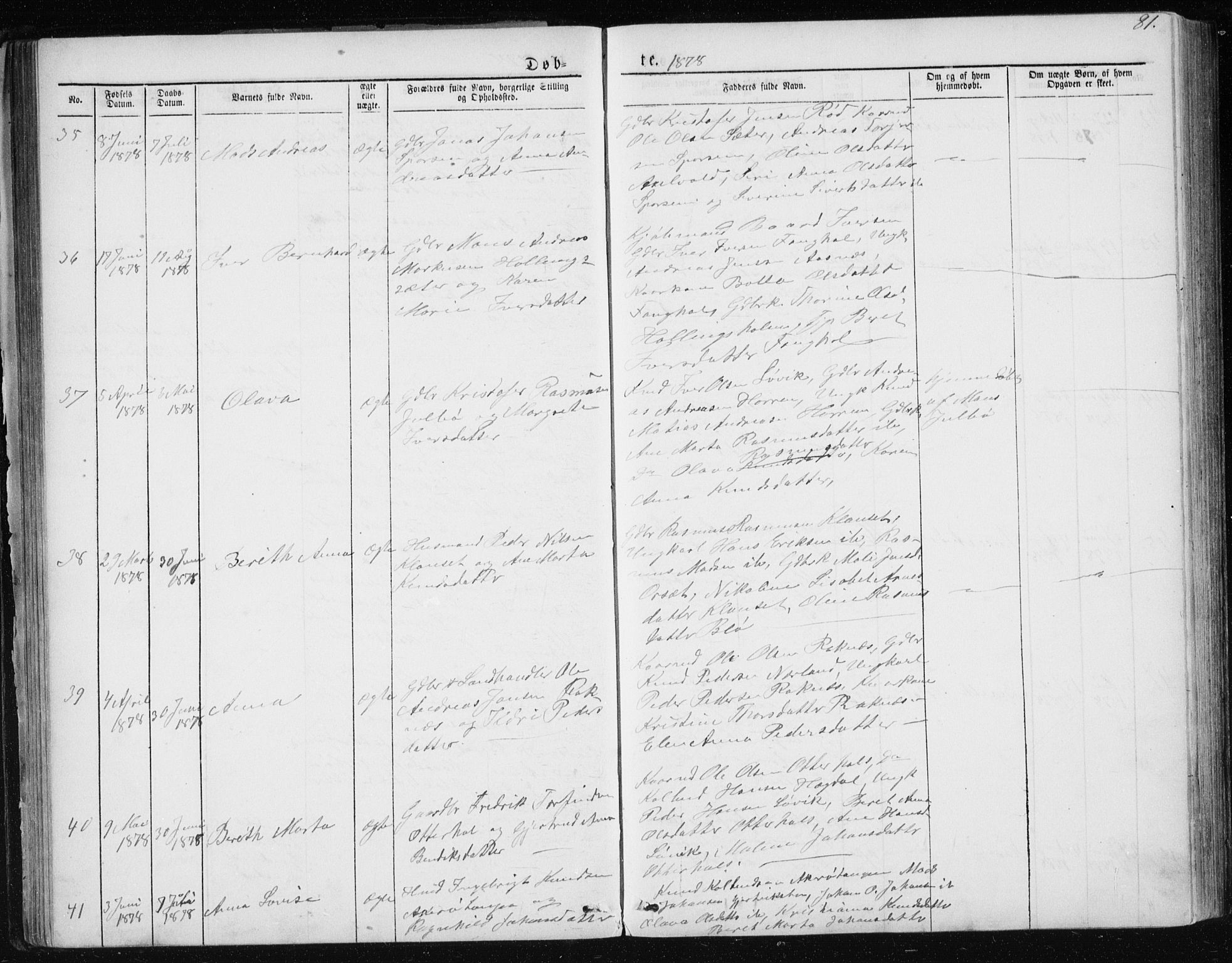 Ministerialprotokoller, klokkerbøker og fødselsregistre - Møre og Romsdal, AV/SAT-A-1454/560/L0724: Parish register (copy) no. 560C01, 1867-1892, p. 81