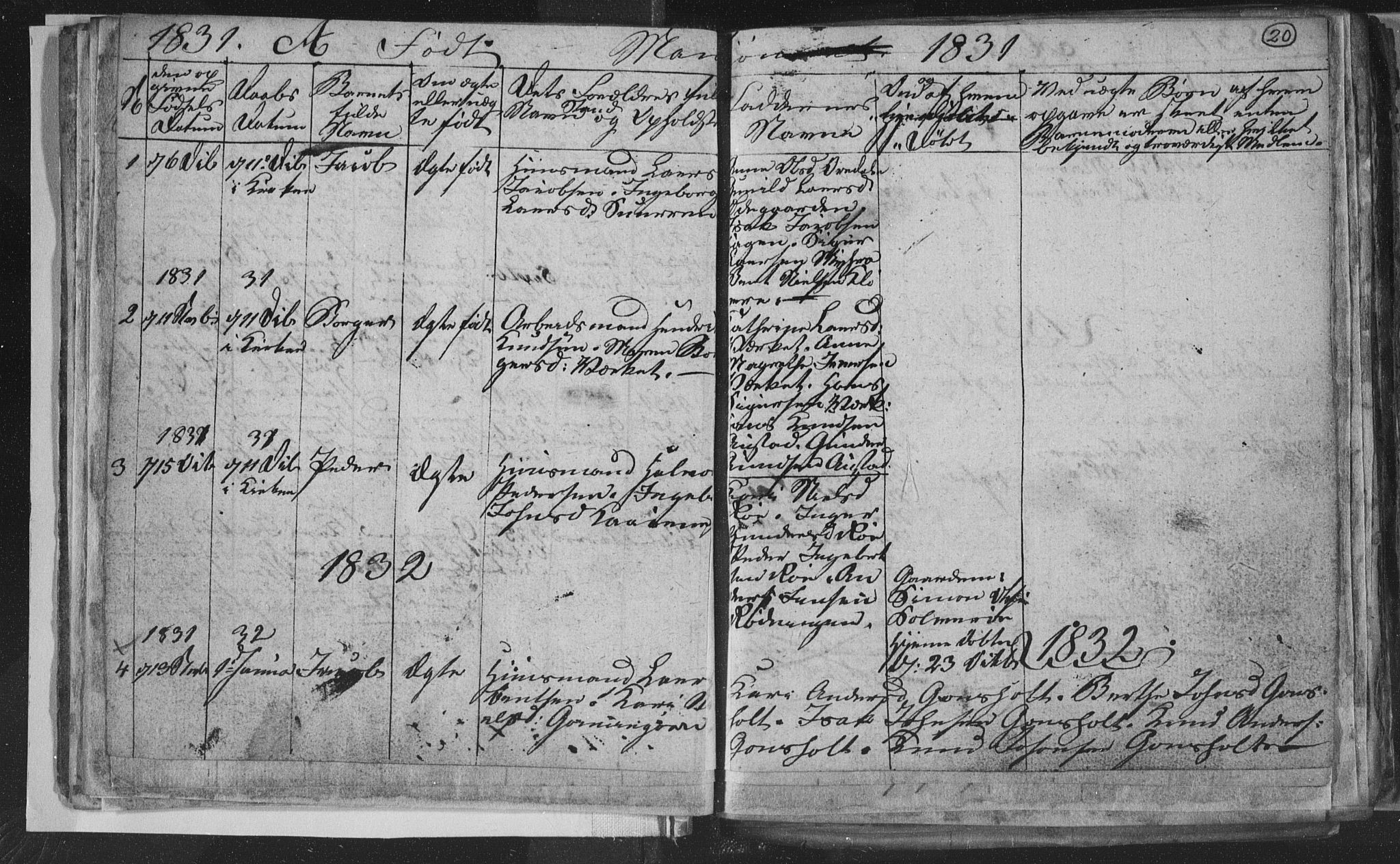 Siljan kirkebøker, SAKO/A-300/G/Ga/L0001: Parish register (copy) no. 1, 1827-1847, p. 20