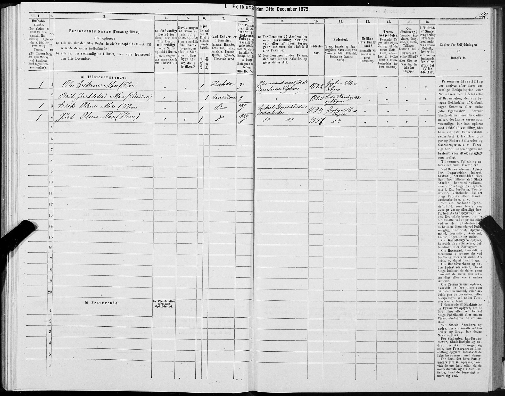 SAT, 1875 census for 1539P Grytten, 1875, p. 3152