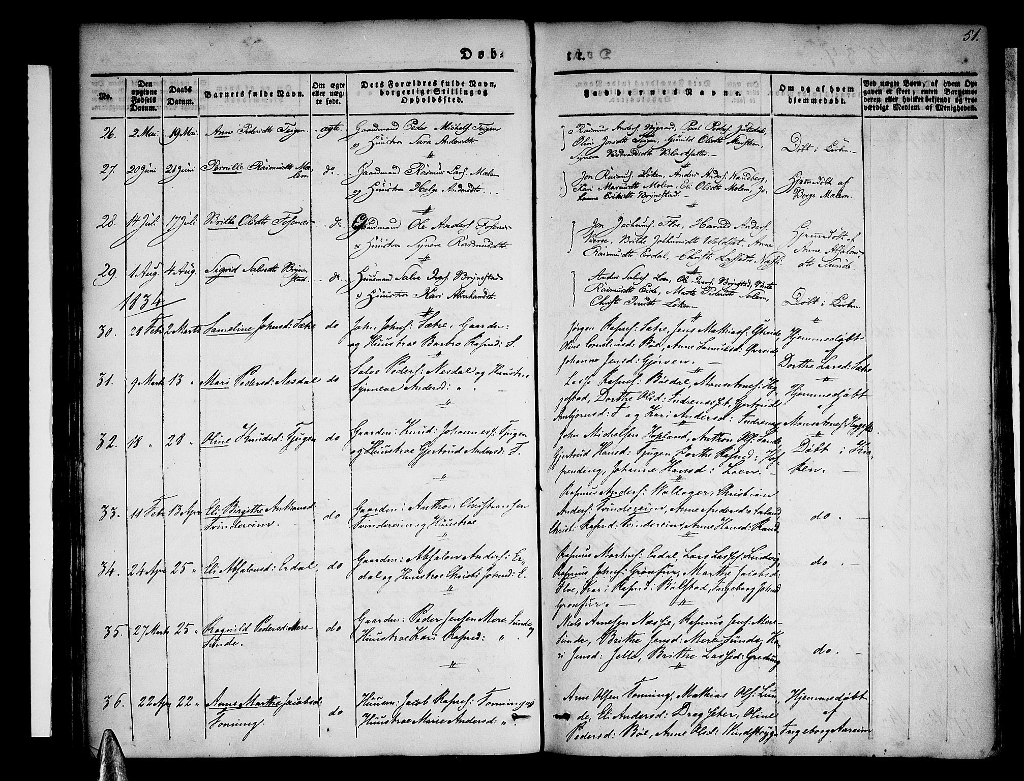 Stryn Sokneprestembete, AV/SAB-A-82501: Parish register (official) no. A 1, 1832-1845, p. 51