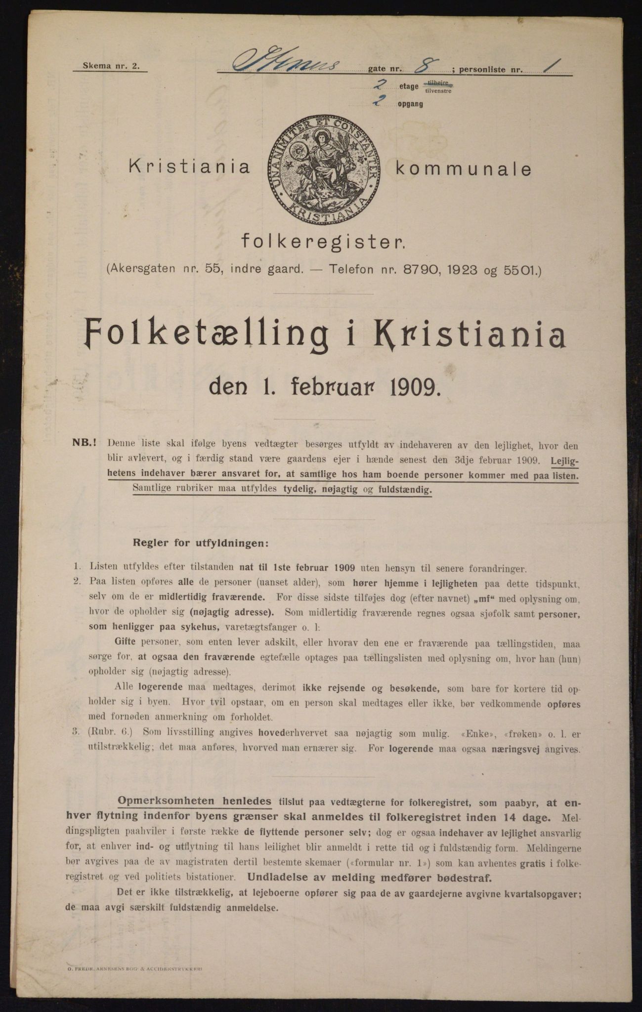 OBA, Municipal Census 1909 for Kristiania, 1909, p. 91815