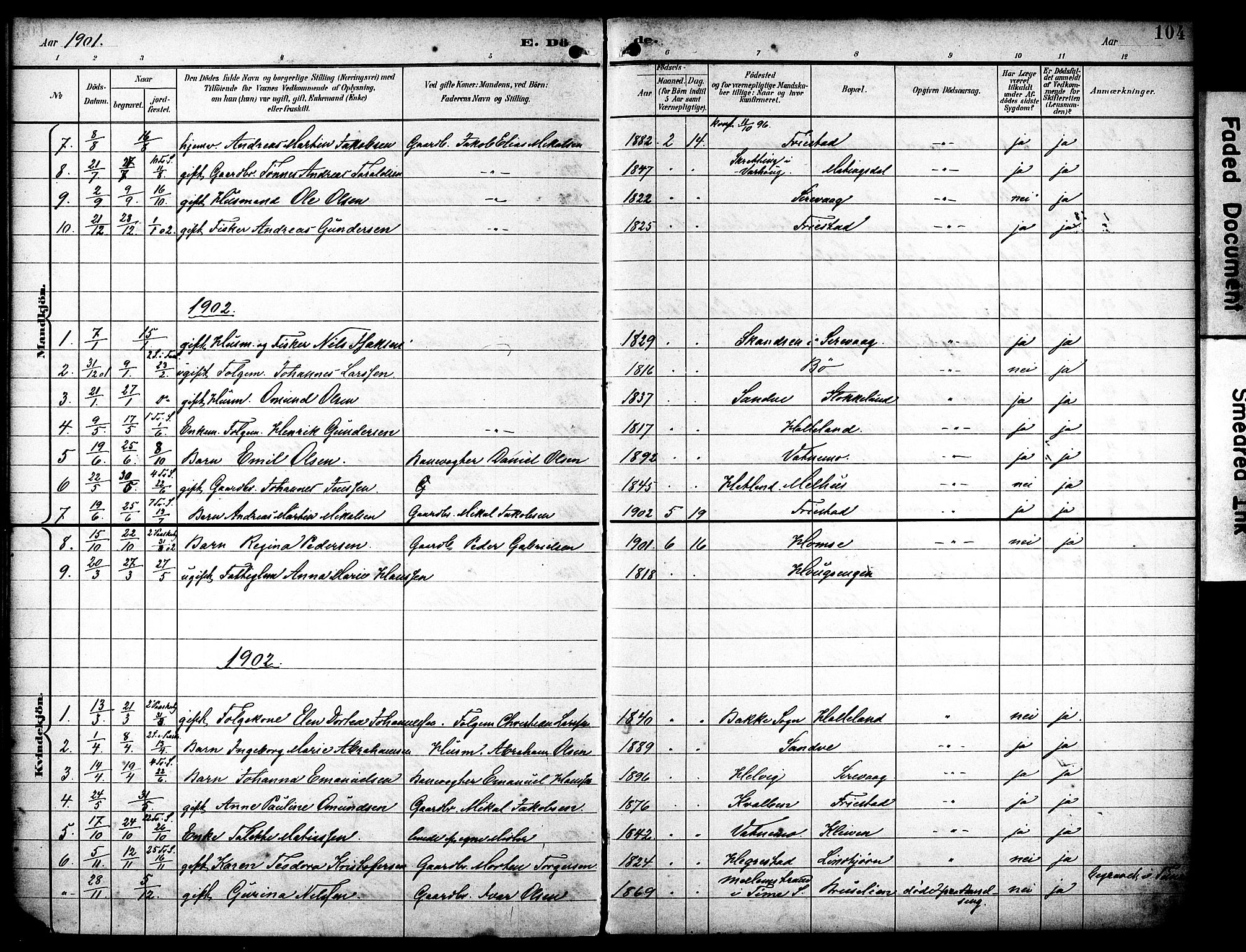 Eigersund sokneprestkontor, AV/SAST-A-101807/S08/L0020: Parish register (official) no. A 19, 1893-1910, p. 104