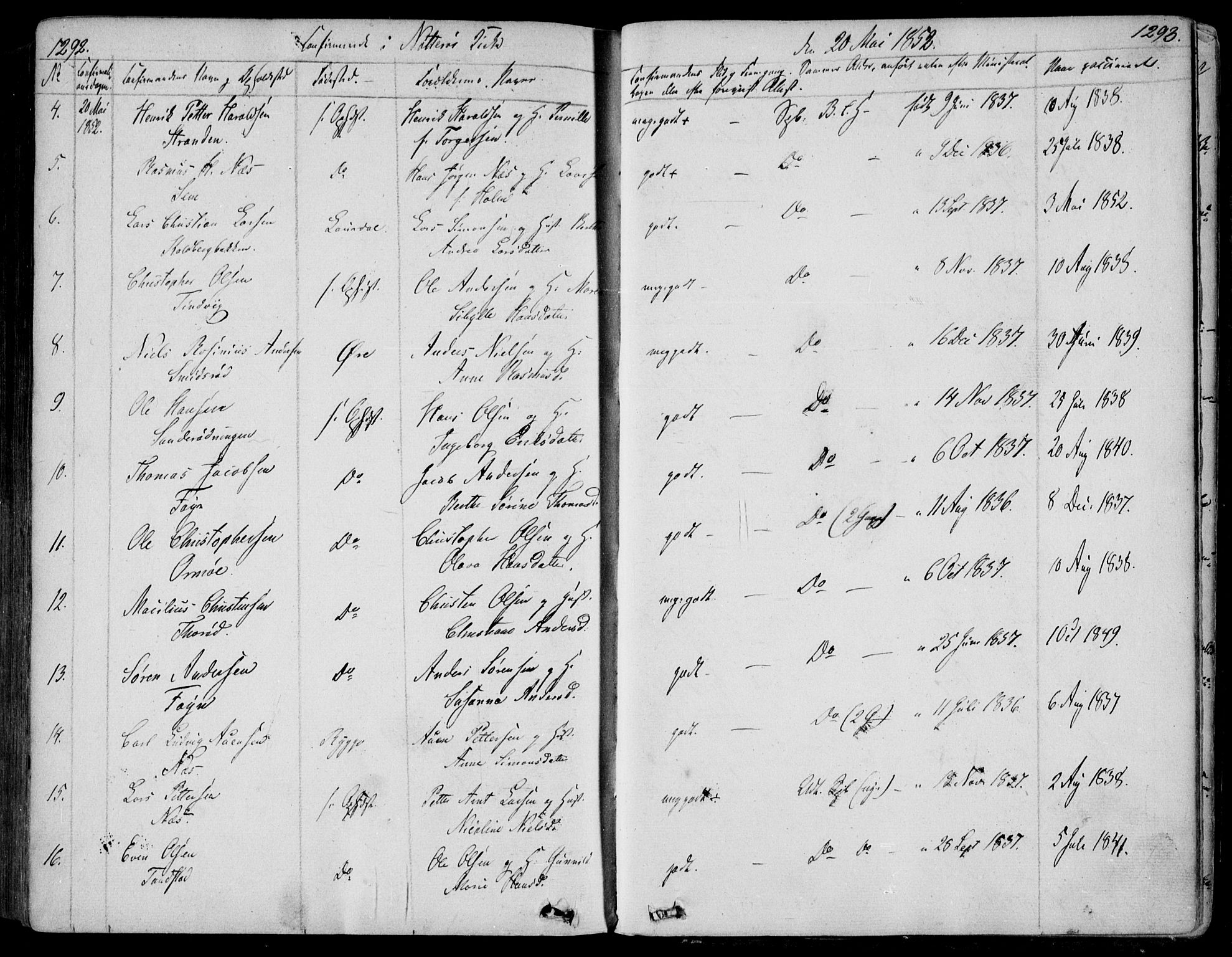 Nøtterøy kirkebøker, AV/SAKO-A-354/F/Fa/L0005: Parish register (official) no. I 5, 1839-1852, p. 1292-1293