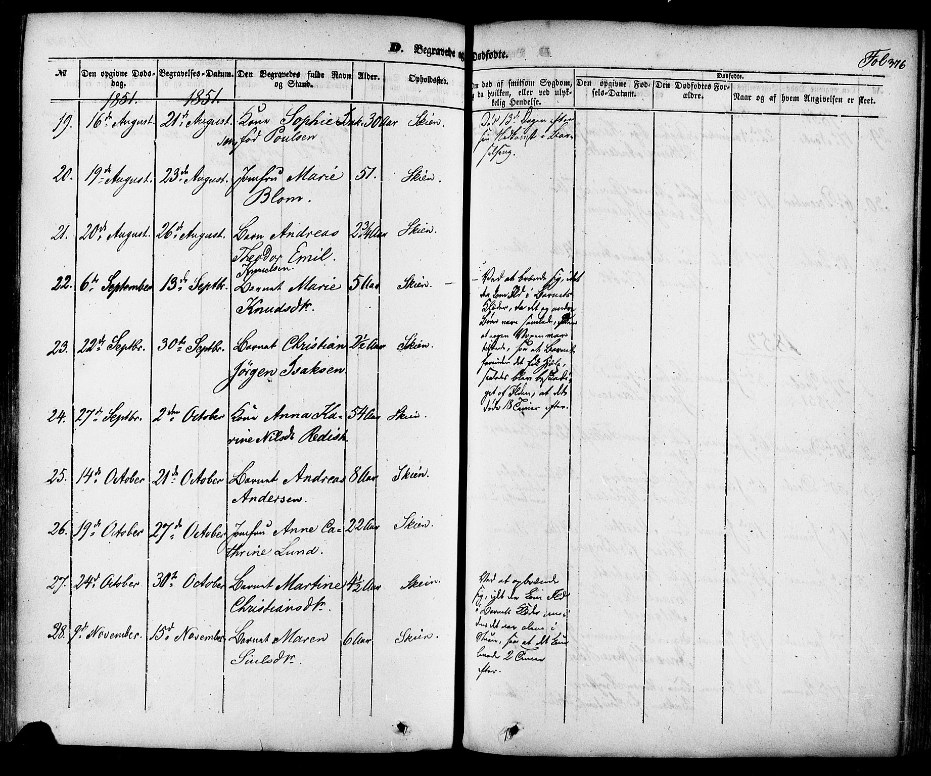Skien kirkebøker, SAKO/A-302/F/Fa/L0006a: Parish register (official) no. 6A, 1843-1856, p. 376