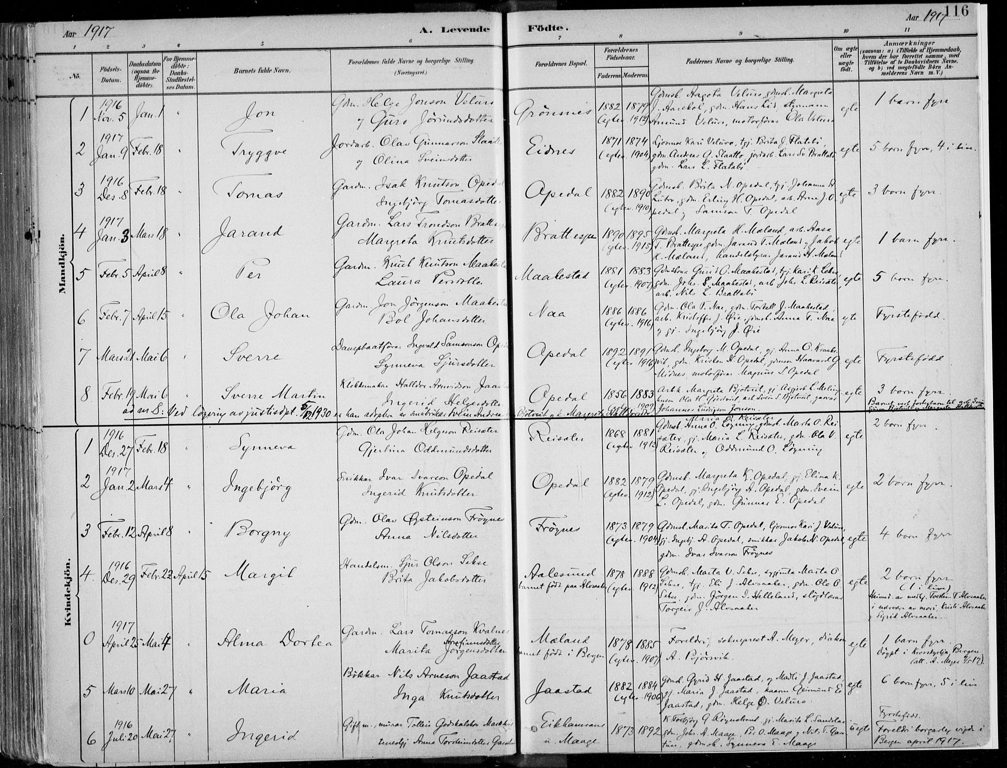 Ullensvang sokneprestembete, SAB/A-78701/H/Haa: Parish register (official) no. B  1, 1882-1918, p. 116