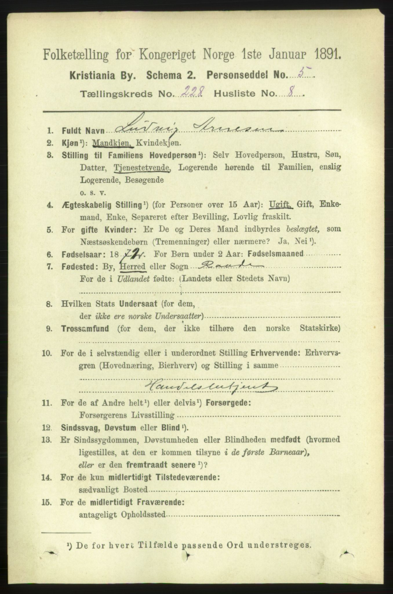 RA, 1891 census for 0301 Kristiania, 1891, p. 139617