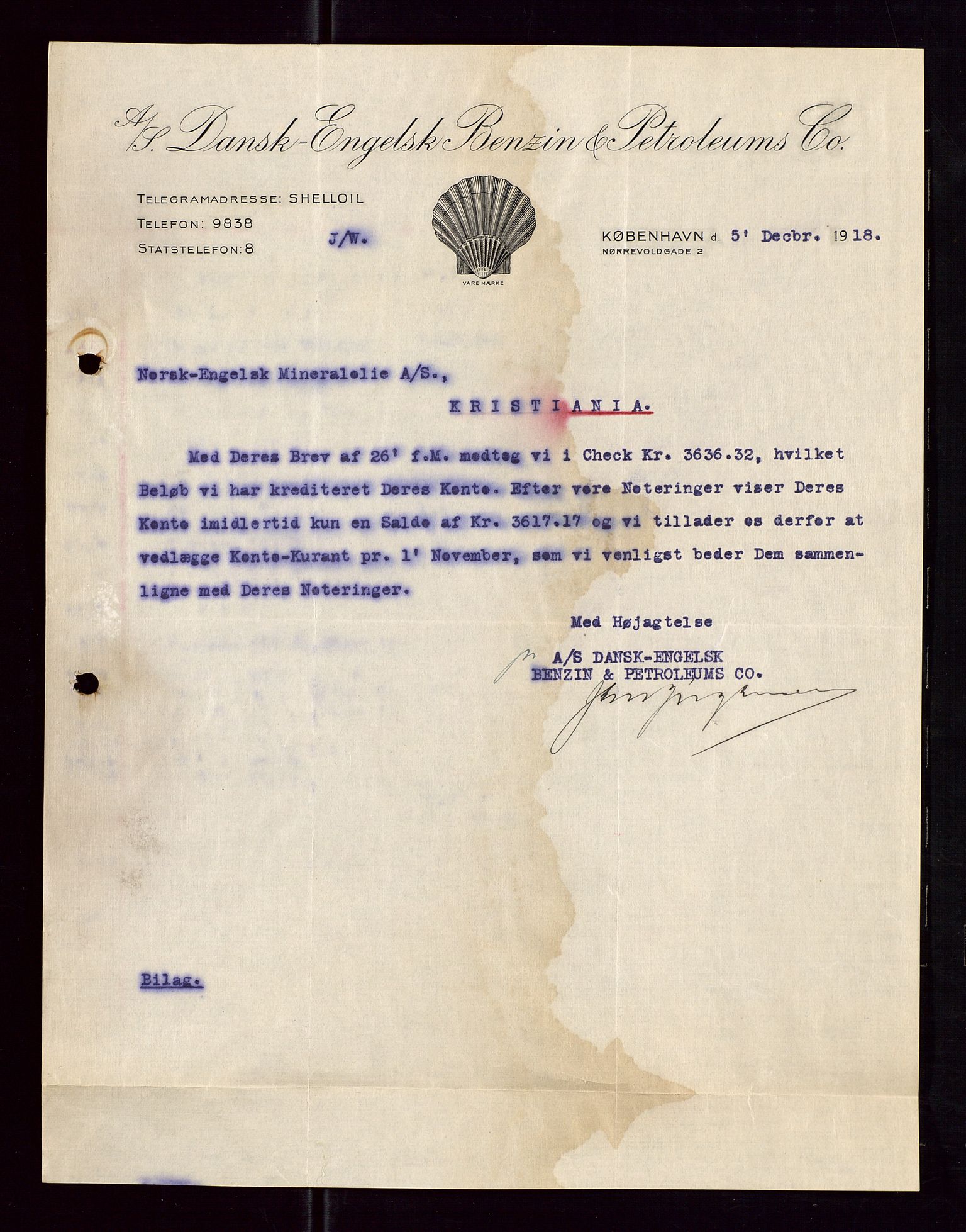 Pa 1521 - A/S Norske Shell, AV/SAST-A-101915/E/Ea/Eaa/L0005: Sjefskorrespondanse, 1918, p. 99