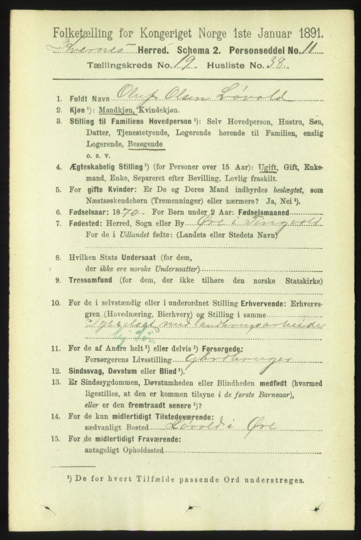 RA, 1891 census for 1553 Kvernes, 1891, p. 8716