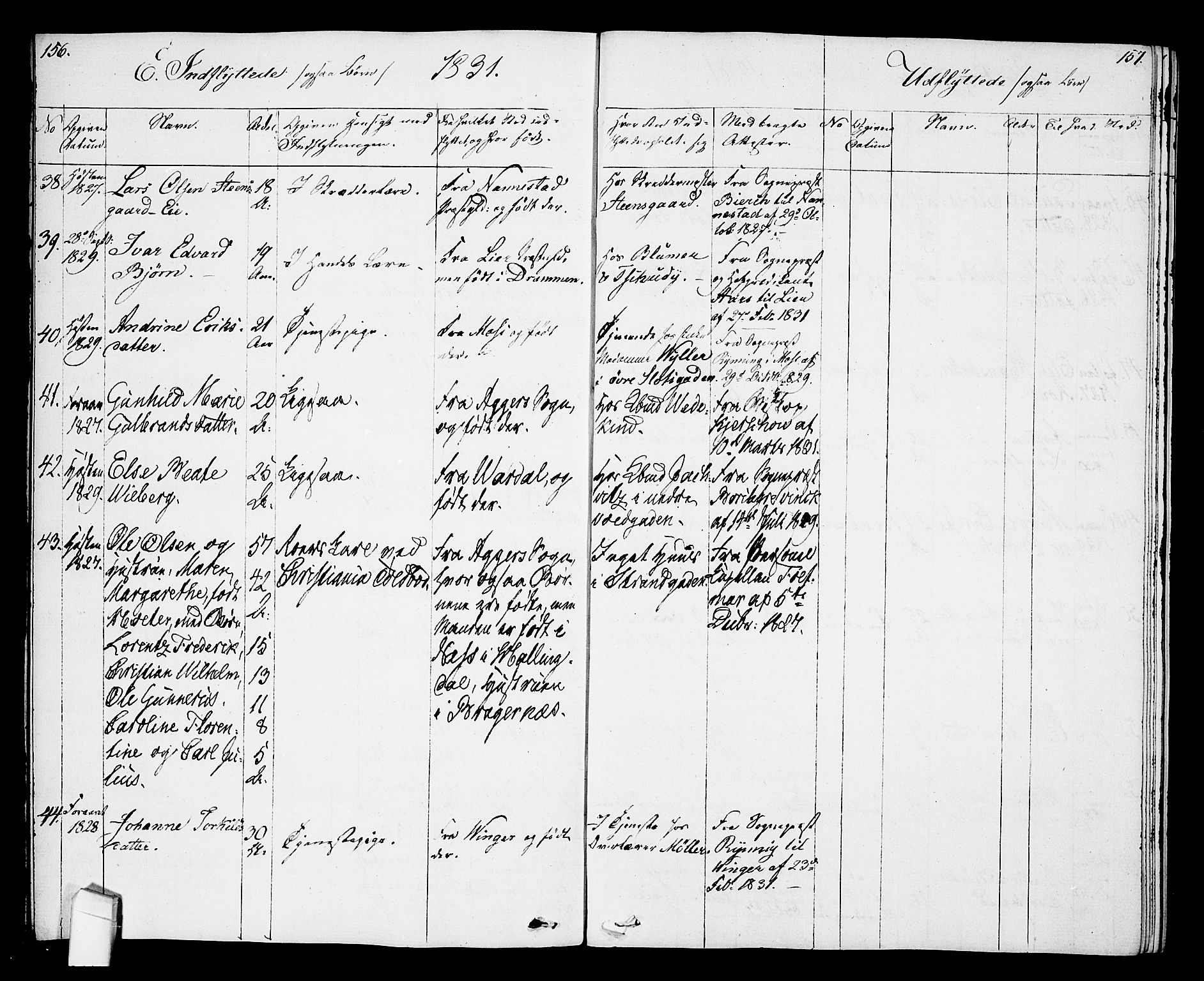 Oslo domkirke Kirkebøker, SAO/A-10752/F/Fa/L0027: Parish register (official) no. 27, 1828-1840, p. 156-157