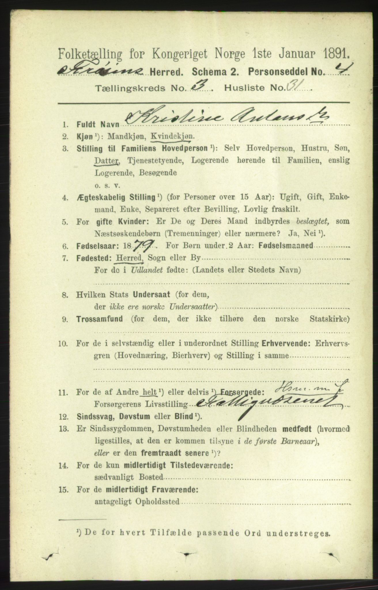 RA, 1891 census for 1619 Frøya, 1891, p. 2169