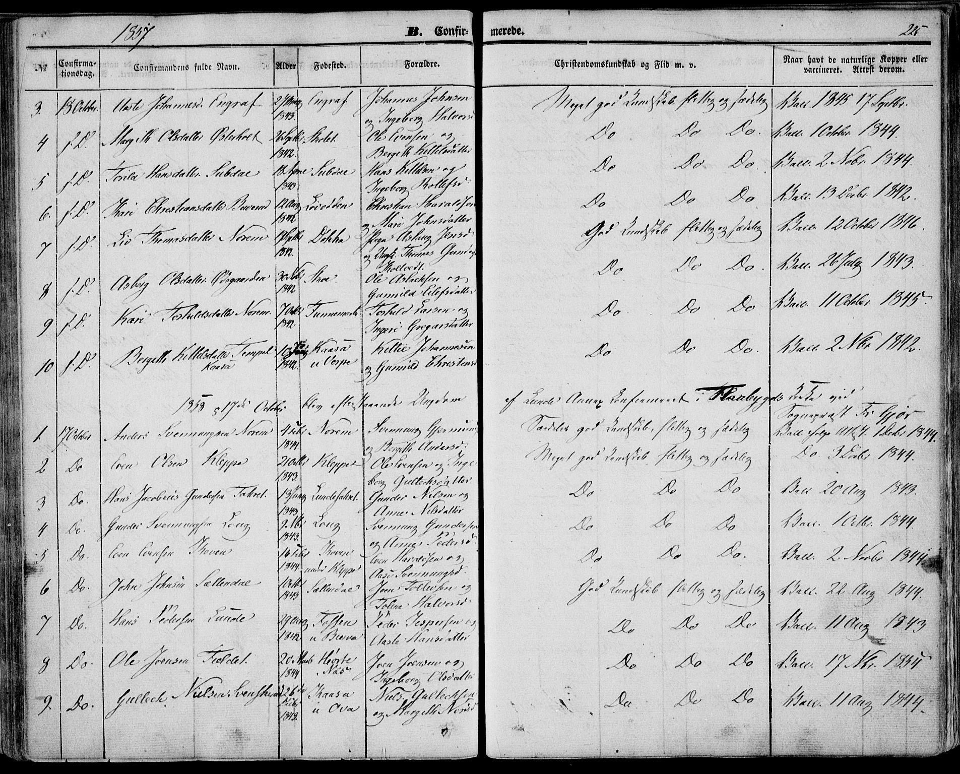 Bø kirkebøker, AV/SAKO-A-257/F/Fa/L0008: Parish register (official) no. 8, 1849-1861, p. 225