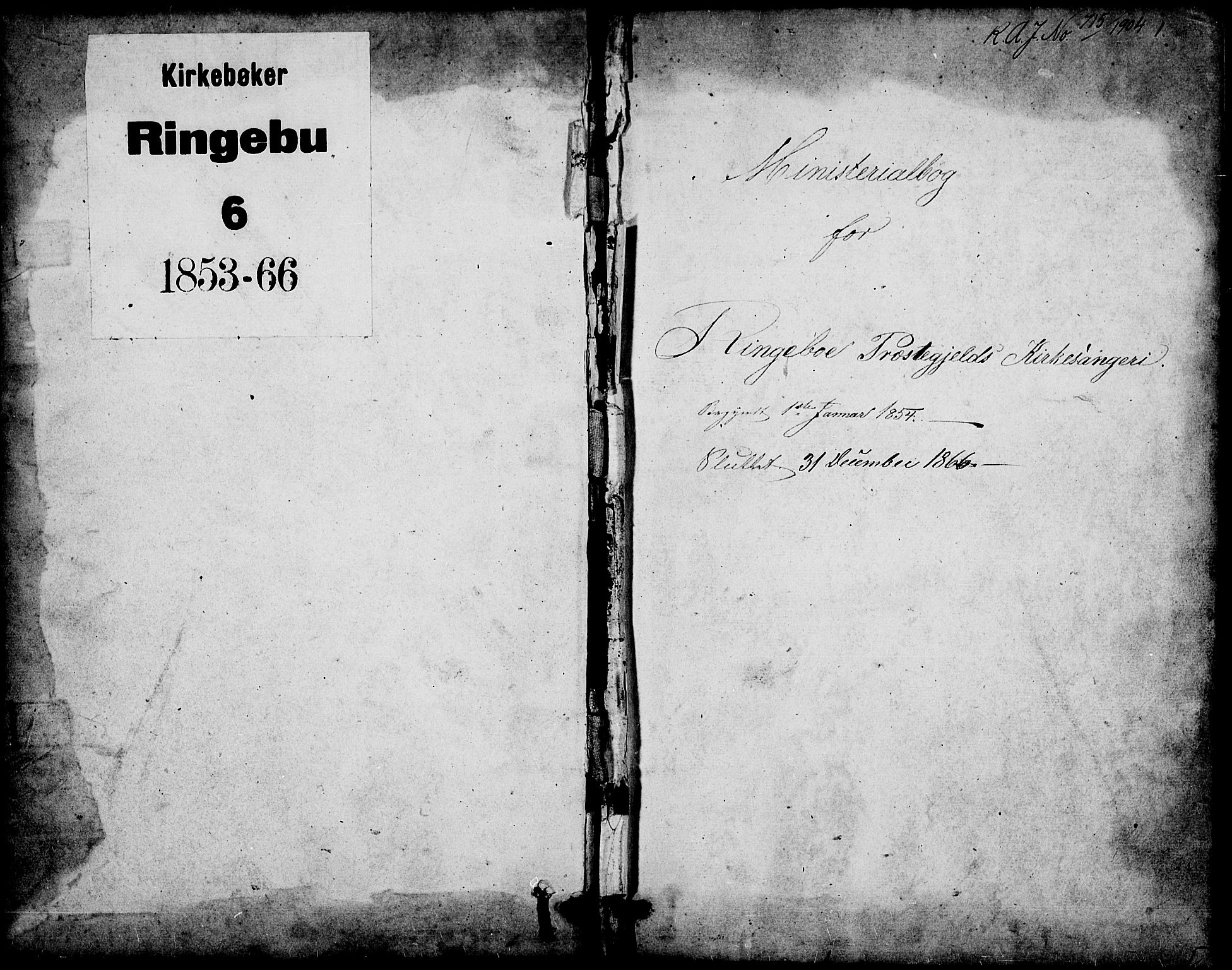 Ringebu prestekontor, SAH/PREST-082/H/Ha/Hab/L0003: Parish register (copy) no. 3, 1854-1866, p. 0-1