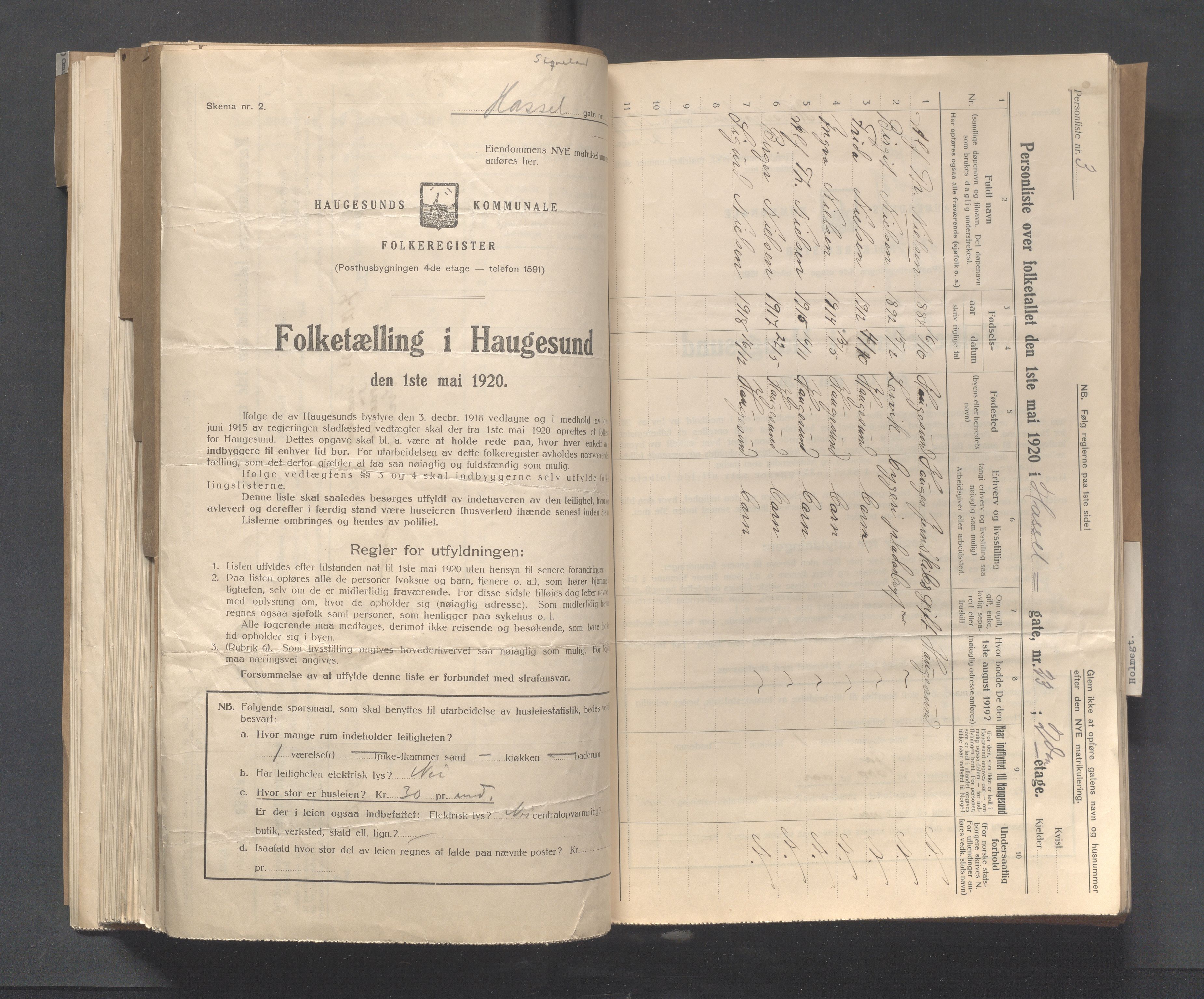 IKAR, Local census 1.5.1920 for Haugesund, 1920, p. 5726