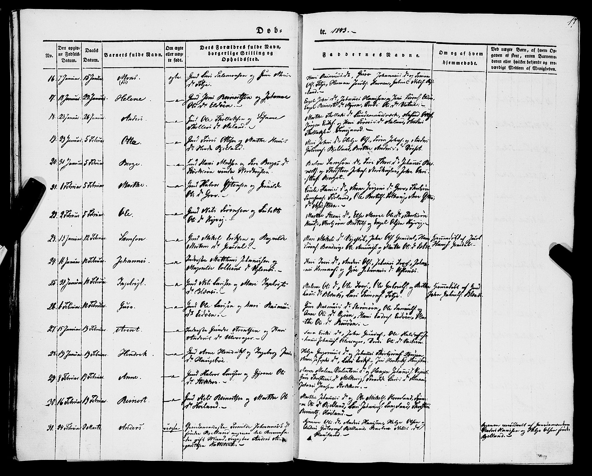 Stord sokneprestembete, SAB/A-78201/H/Haa: Parish register (official) no. A 7, 1841-1861, p. 17