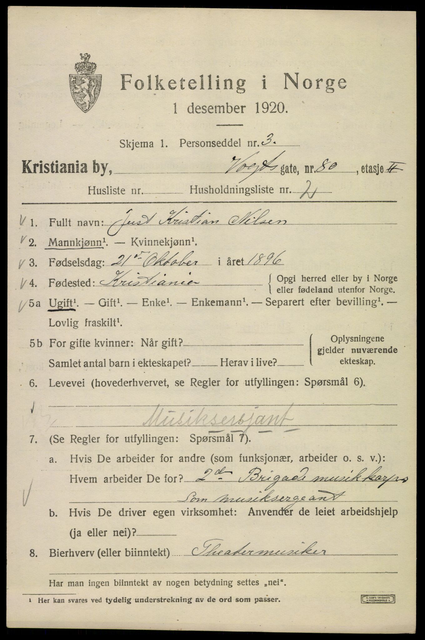 SAO, 1920 census for Kristiania, 1920, p. 643649