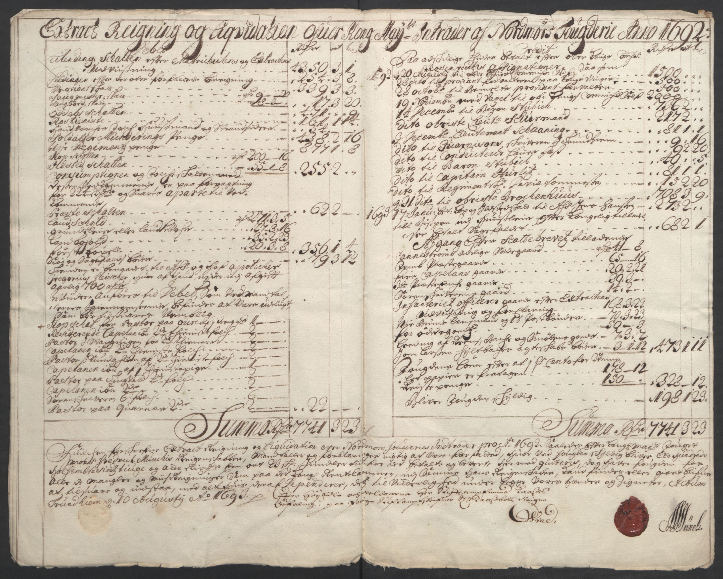 Rentekammeret inntil 1814, Reviderte regnskaper, Fogderegnskap, RA/EA-4092/R56/L3735: Fogderegnskap Nordmøre, 1692-1693, p. 8