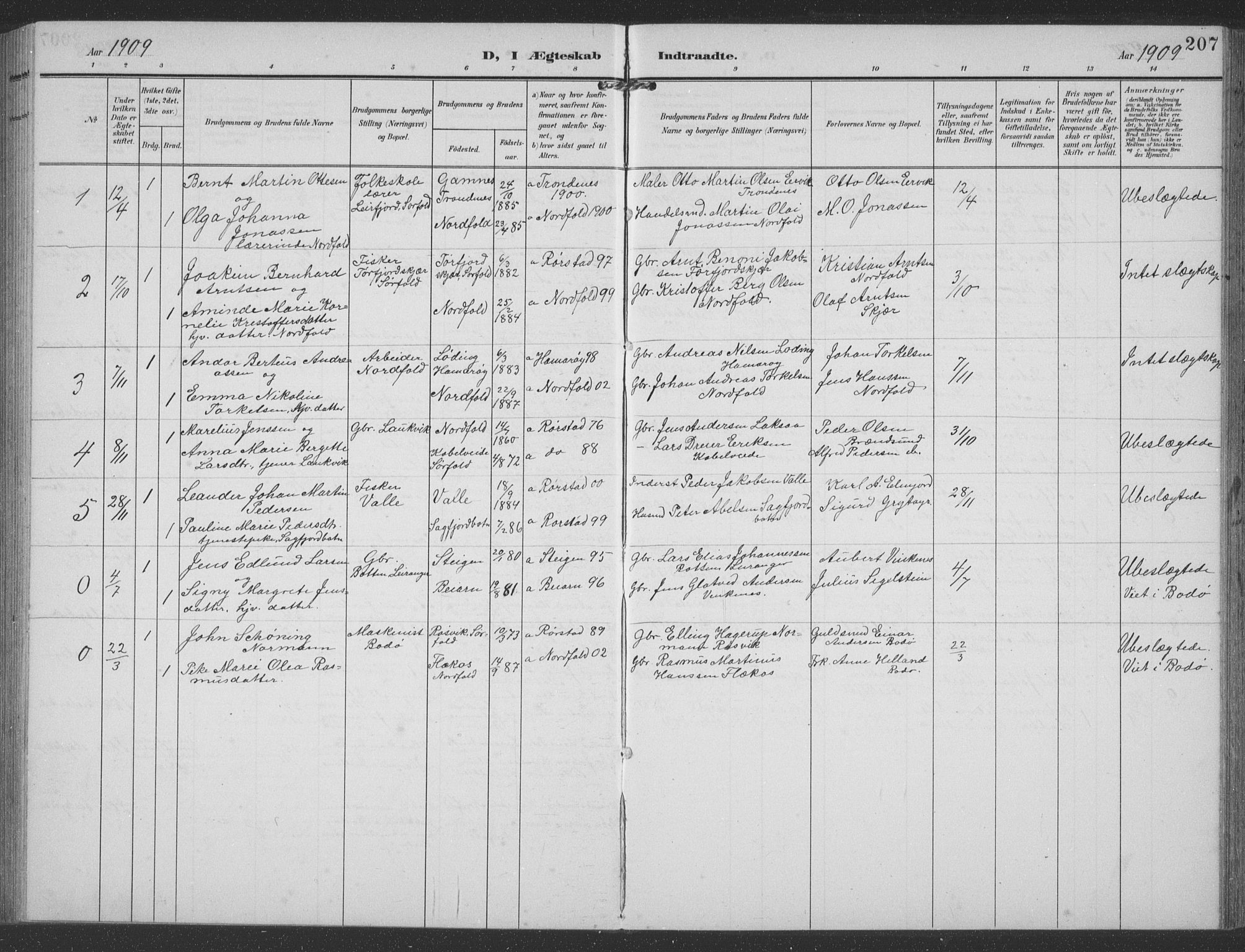Ministerialprotokoller, klokkerbøker og fødselsregistre - Nordland, SAT/A-1459/858/L0835: Parish register (copy) no. 858C02, 1904-1940, p. 207