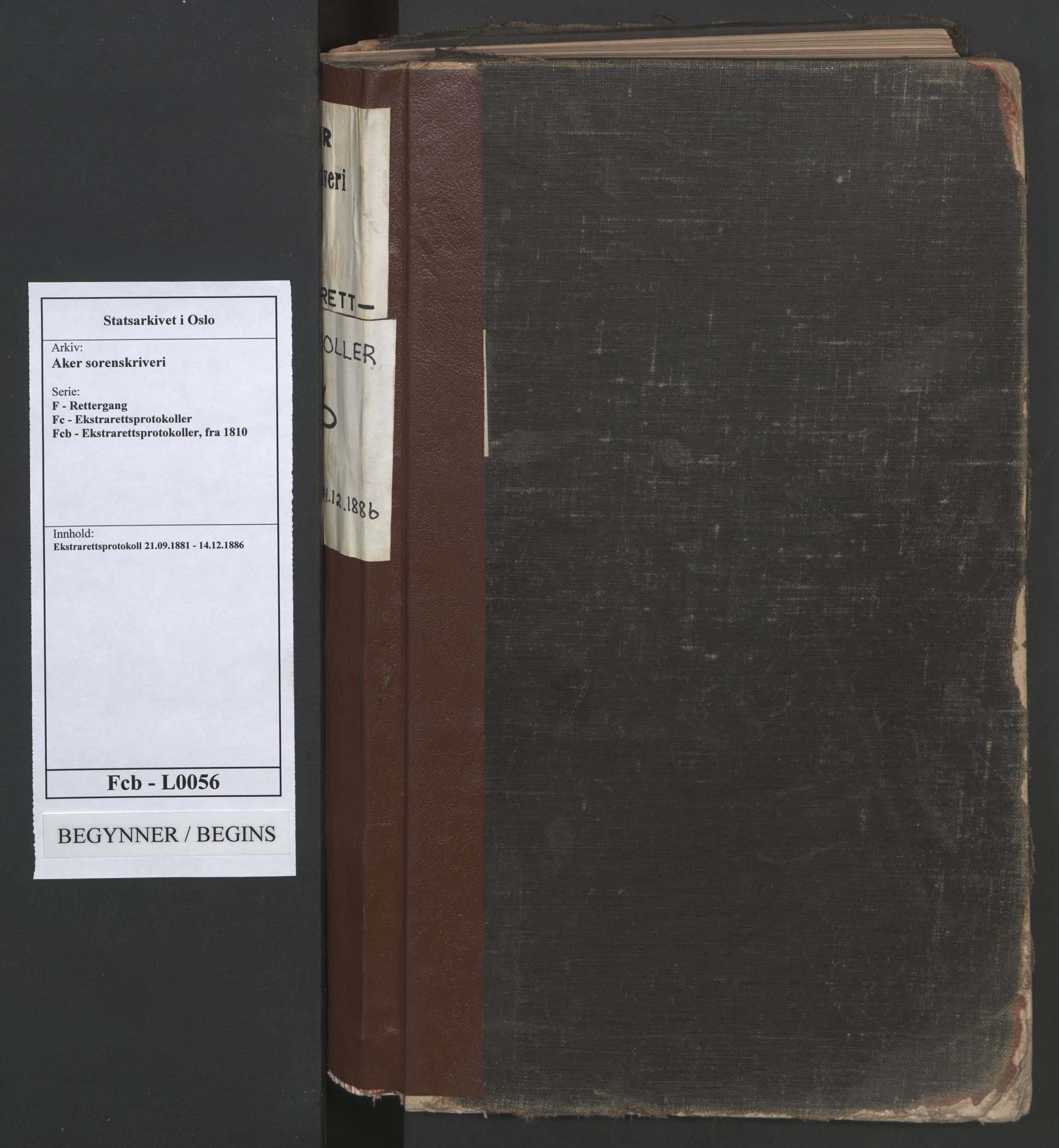 Aker sorenskriveri, AV/SAO-A-10895/F/Fc/Fcb/L0056: Ekstrarettsprotokoll, 1881-1886