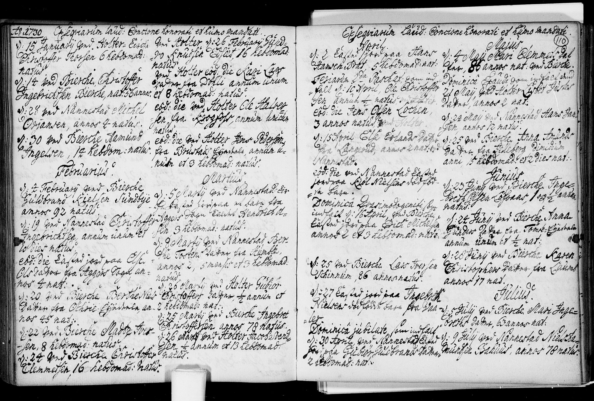 Nannestad prestekontor Kirkebøker, SAO/A-10414a/F/Fa/L0005: Parish register (official) no. I 5, 1729-1738, p. 110