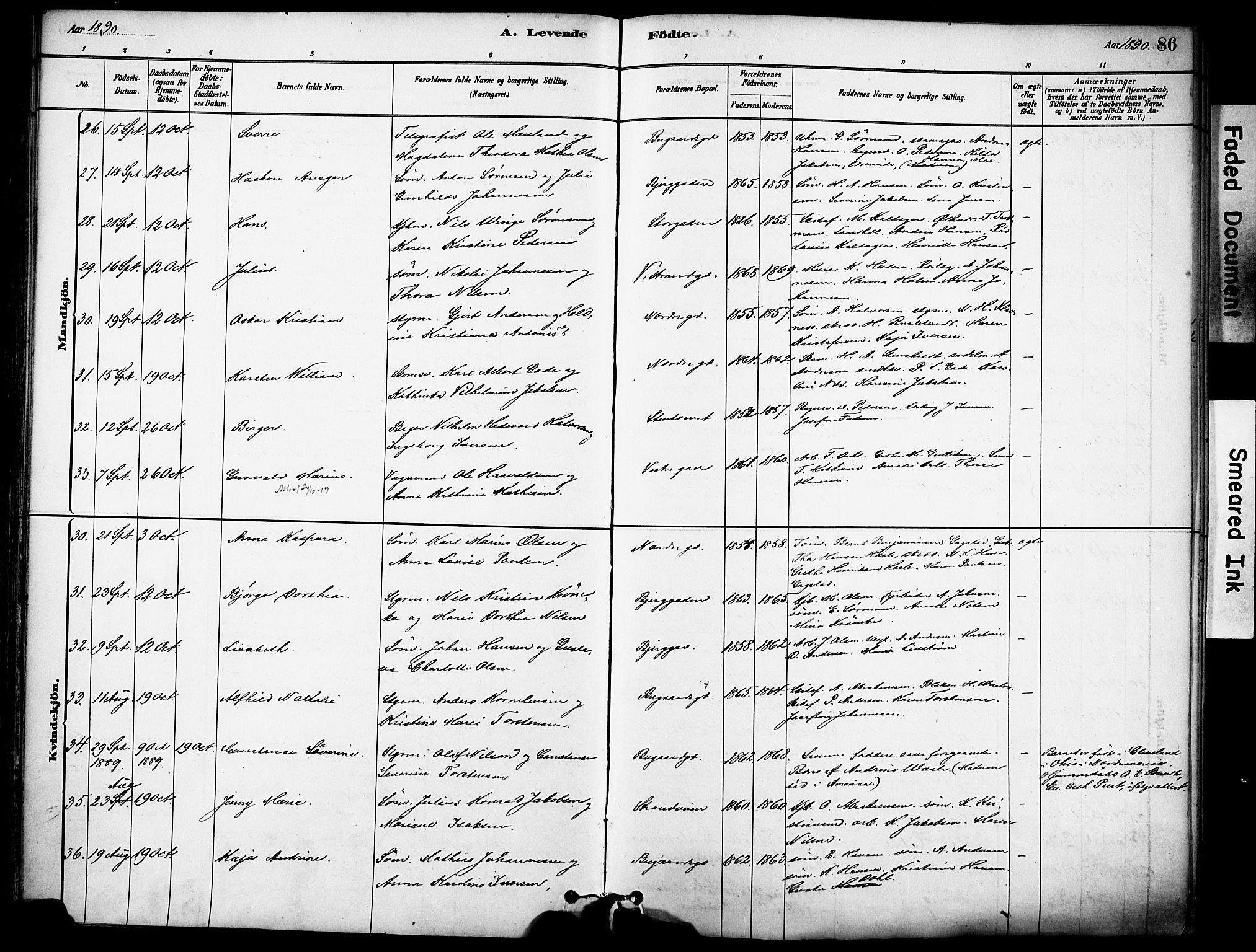 Sandefjord kirkebøker, SAKO/A-315/F/Fa/L0002: Parish register (official) no. 2, 1880-1894, p. 86