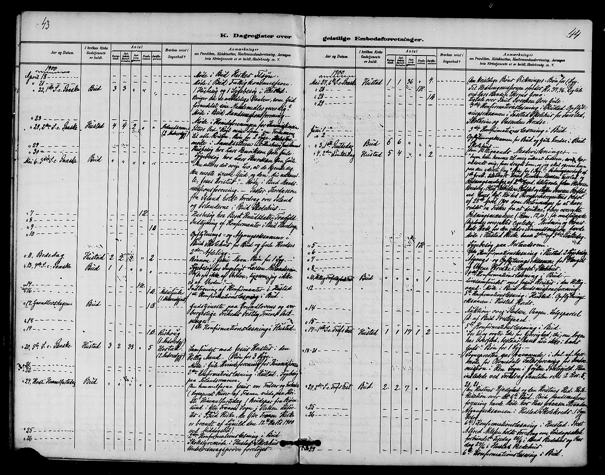 Ministerialprotokoller, klokkerbøker og fødselsregistre - Møre og Romsdal, AV/SAT-A-1454/566/L0770: Parish register (official) no. 566A09, 1893-1903, p. 43-44