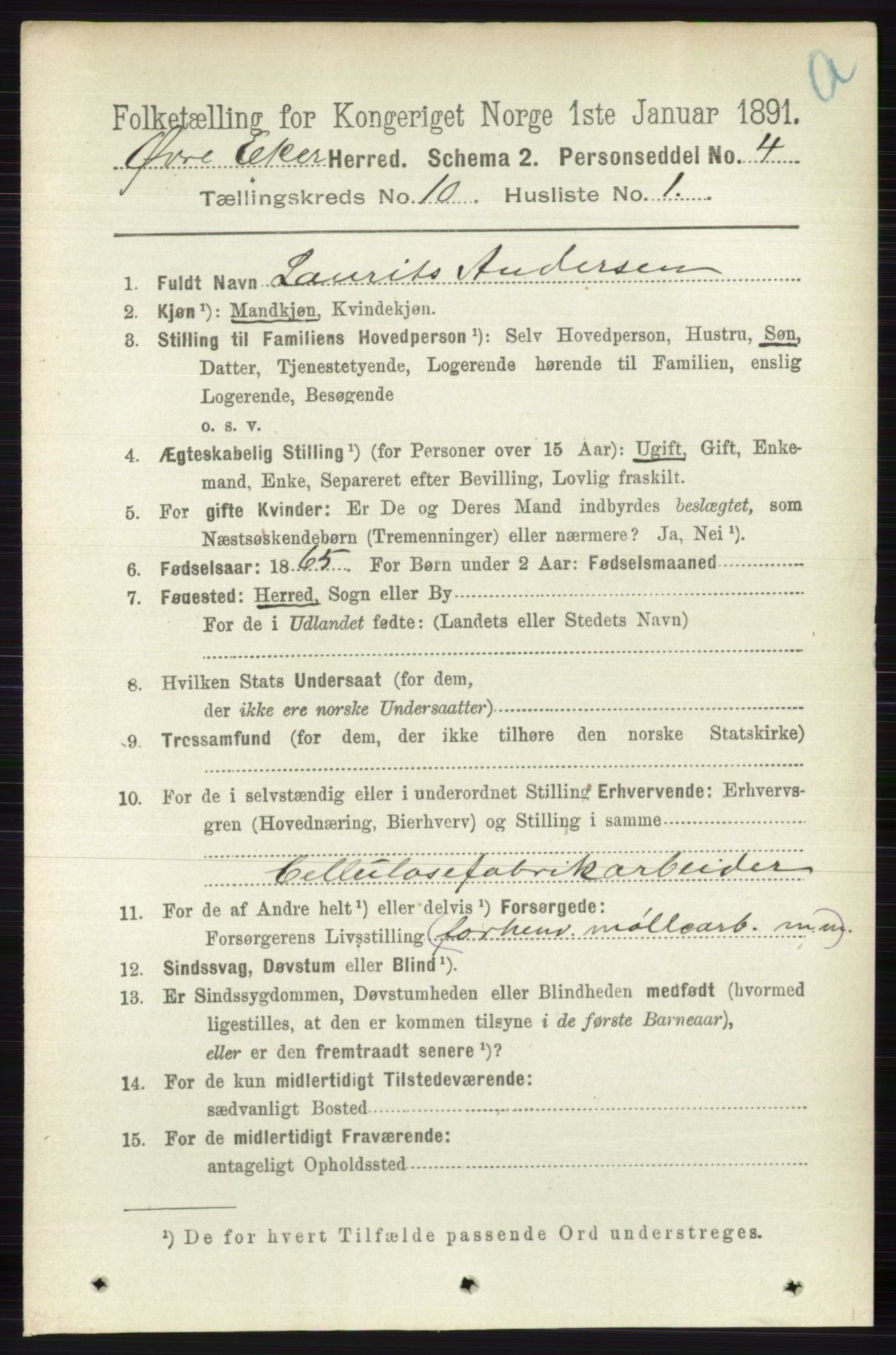 RA, 1891 census for 0624 Øvre Eiker, 1891, p. 4069