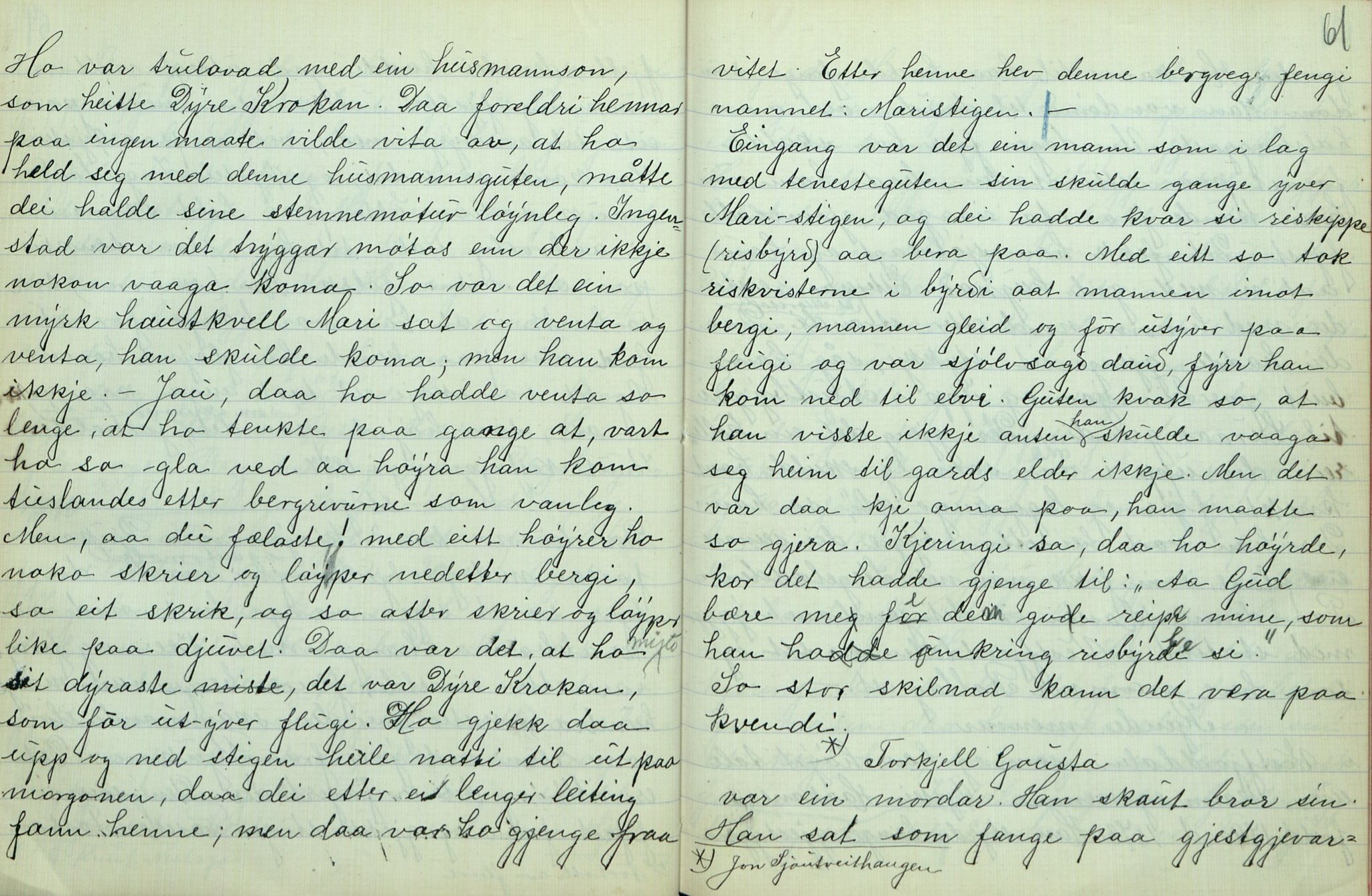 Rikard Berge, TEMU/TGM-A-1003/F/L0007/0004: 251-299 / 254 Gamalt fraa Tinn I, 1912-1913, p. 60-61