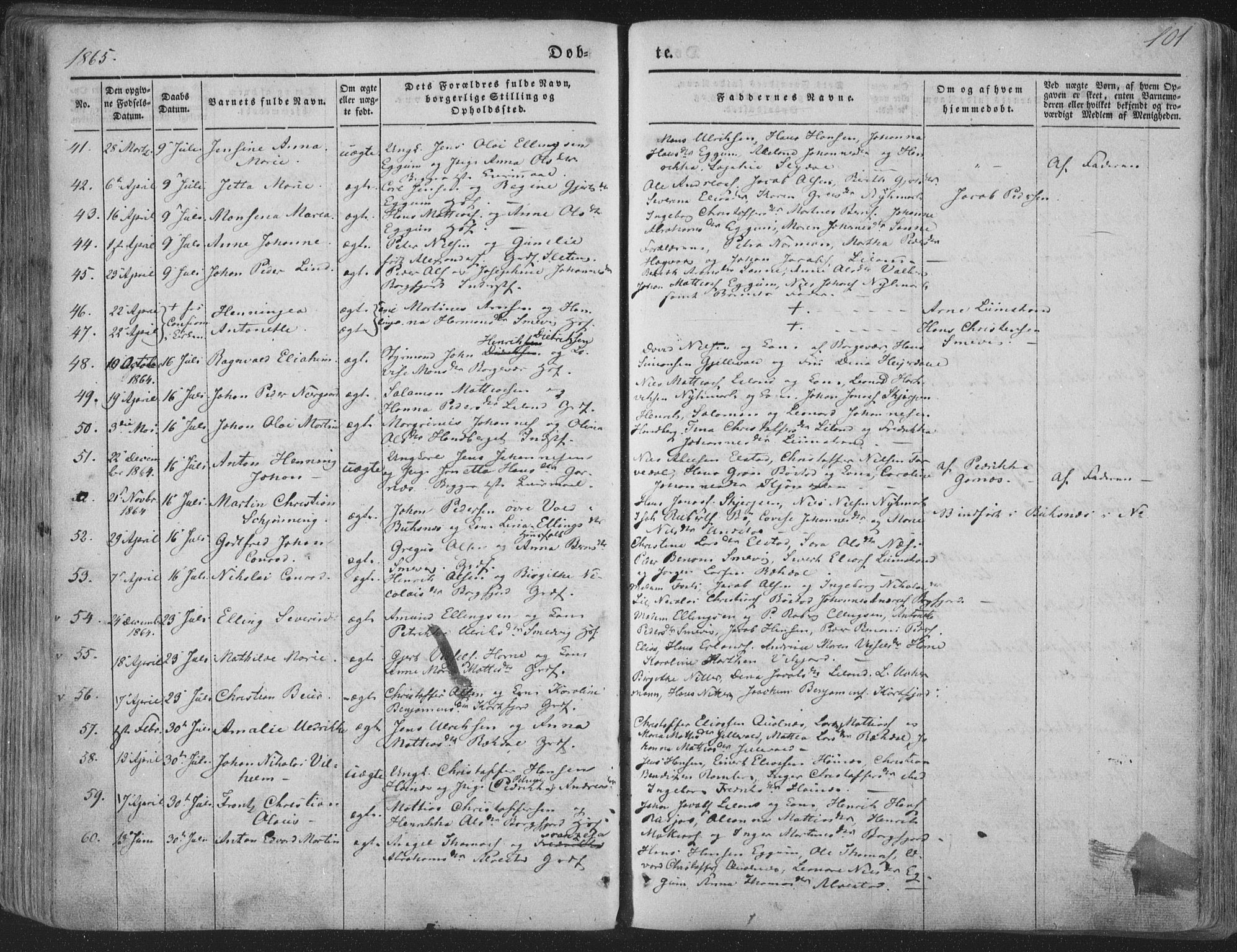 Ministerialprotokoller, klokkerbøker og fødselsregistre - Nordland, AV/SAT-A-1459/880/L1131: Parish register (official) no. 880A05, 1844-1868, p. 101