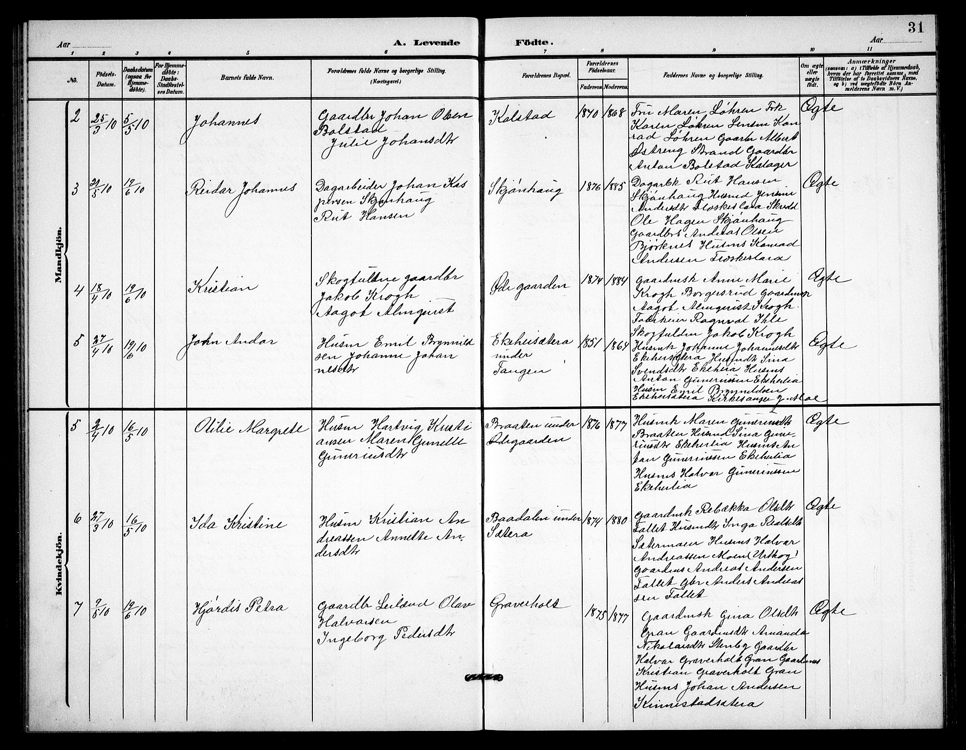 Høland prestekontor Kirkebøker, AV/SAO-A-10346a/G/Gc/L0001: Parish register (copy) no. III 1, 1902-1911, p. 31