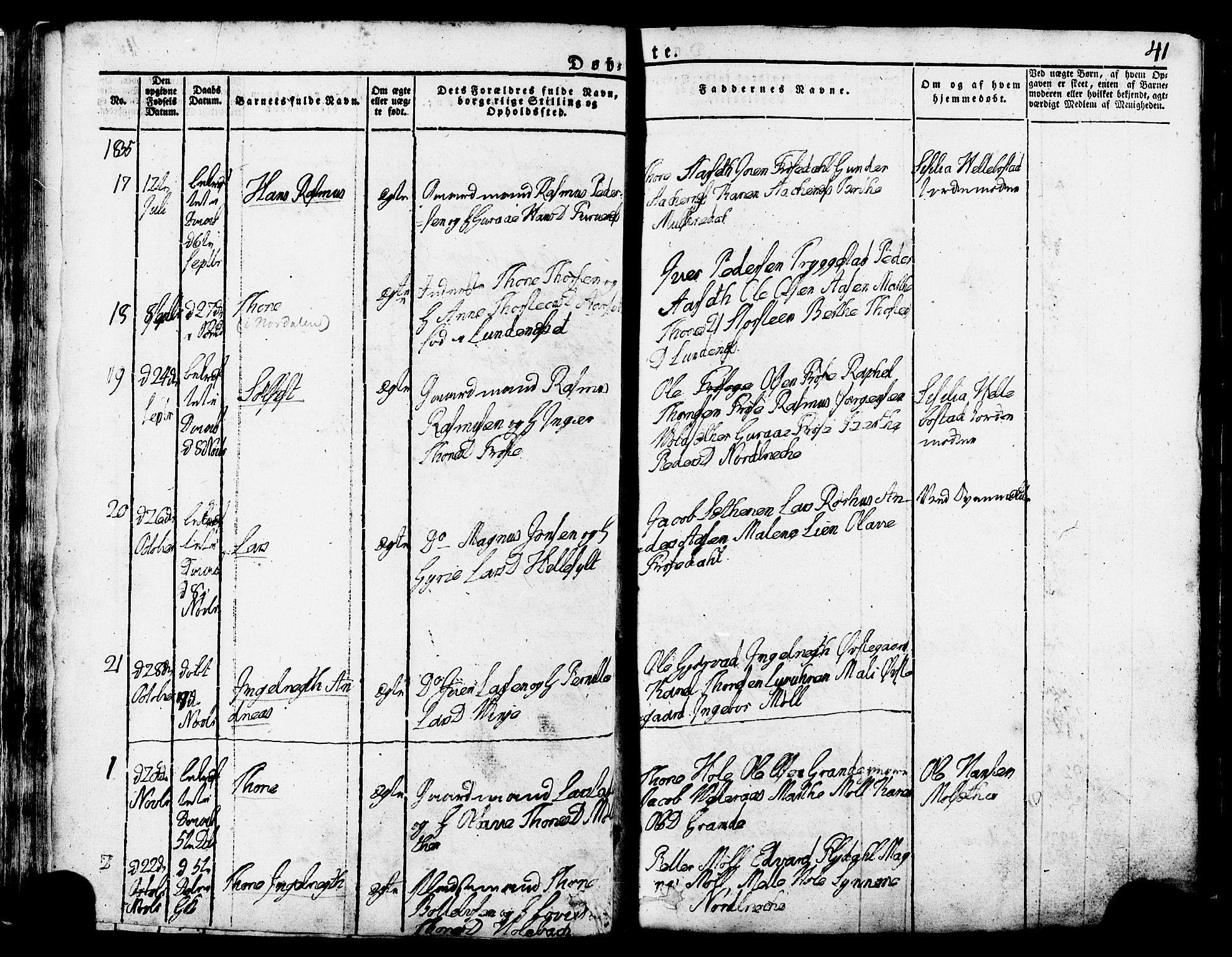 Ministerialprotokoller, klokkerbøker og fødselsregistre - Møre og Romsdal, AV/SAT-A-1454/517/L0221: Parish register (official) no. 517A01, 1827-1858, p. 41