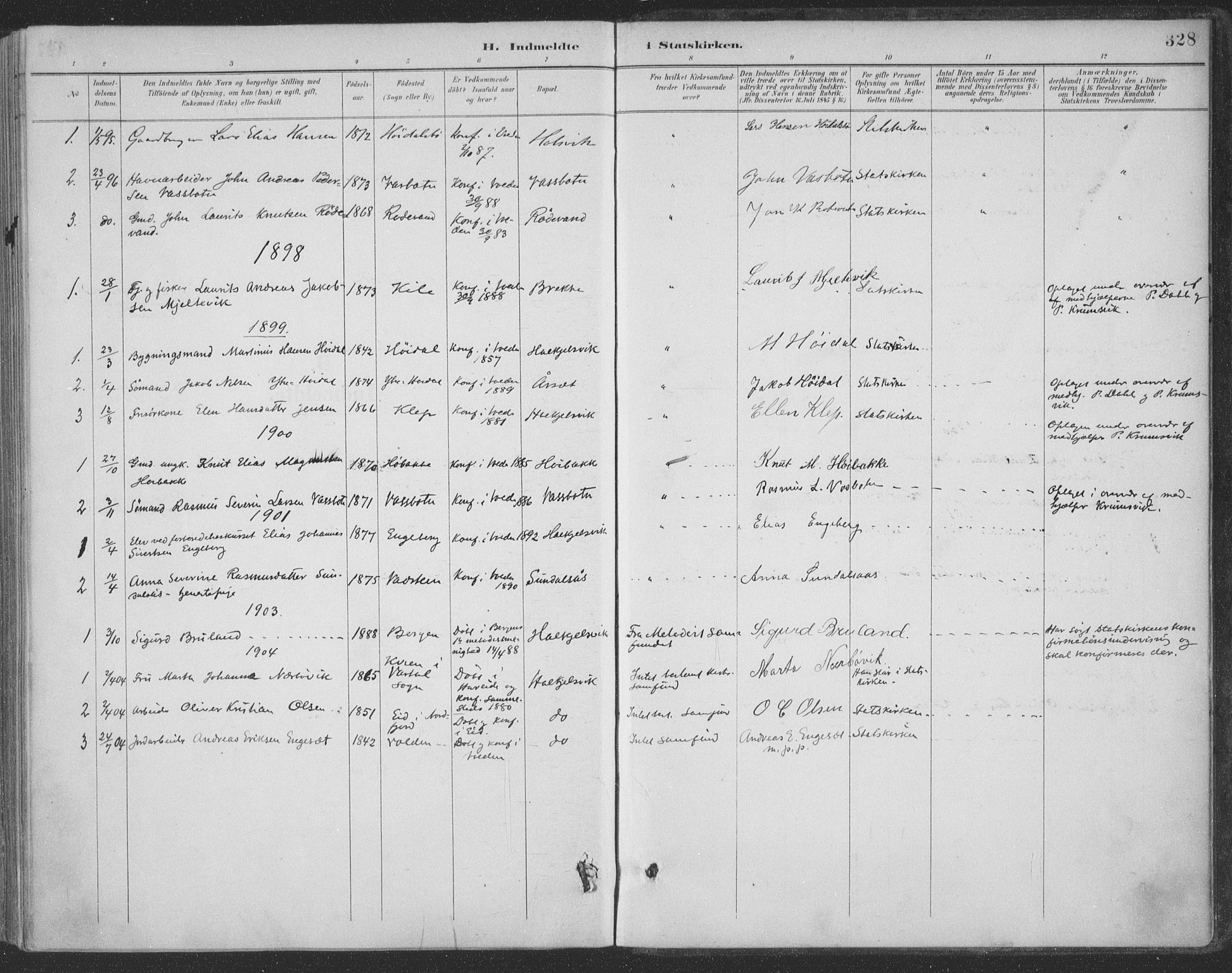 Ministerialprotokoller, klokkerbøker og fødselsregistre - Møre og Romsdal, AV/SAT-A-1454/511/L0142: Parish register (official) no. 511A09, 1891-1905, p. 328