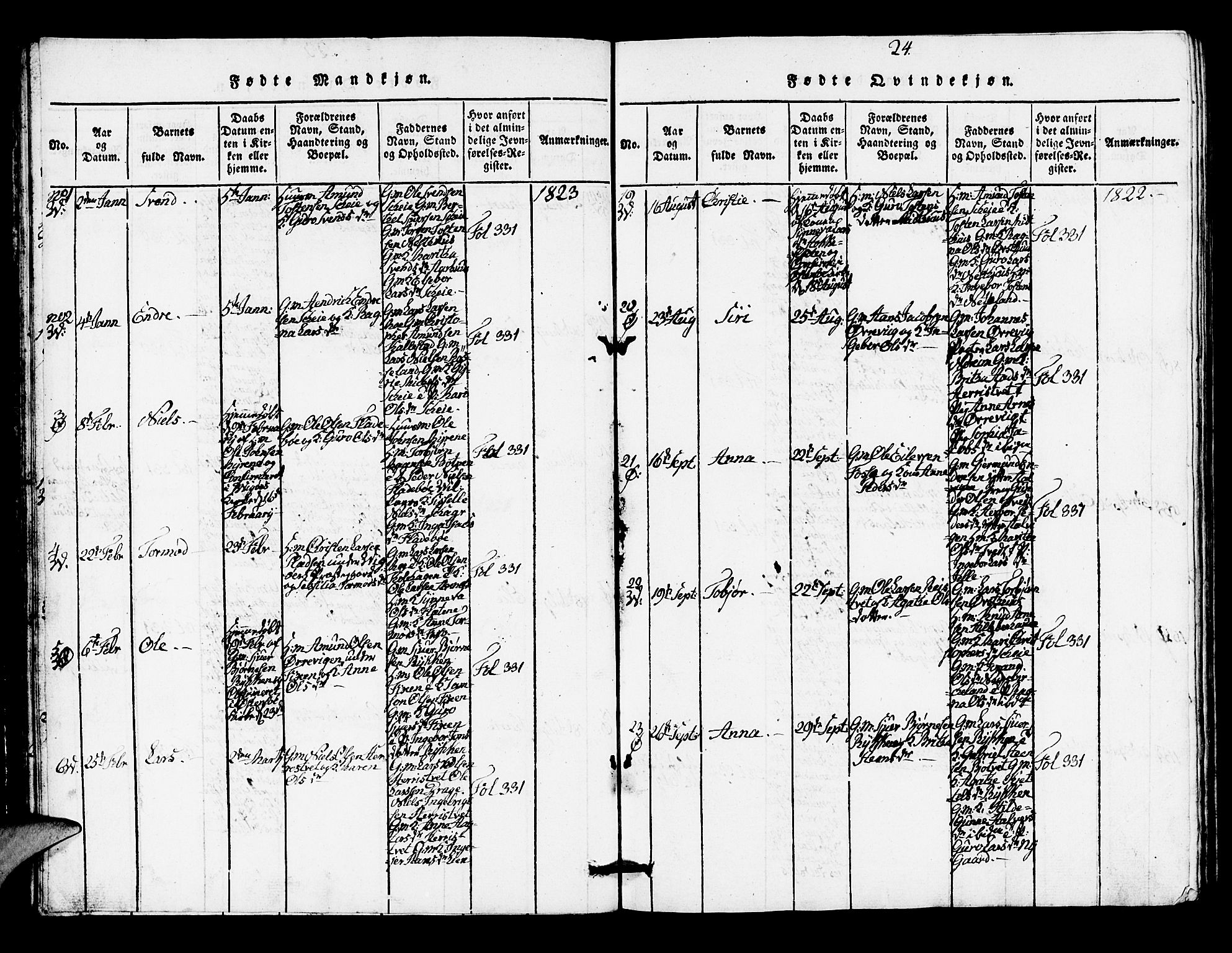 Kvam sokneprestembete, AV/SAB-A-76201/H/Hab: Parish register (copy) no. A 1, 1818-1832, p. 24