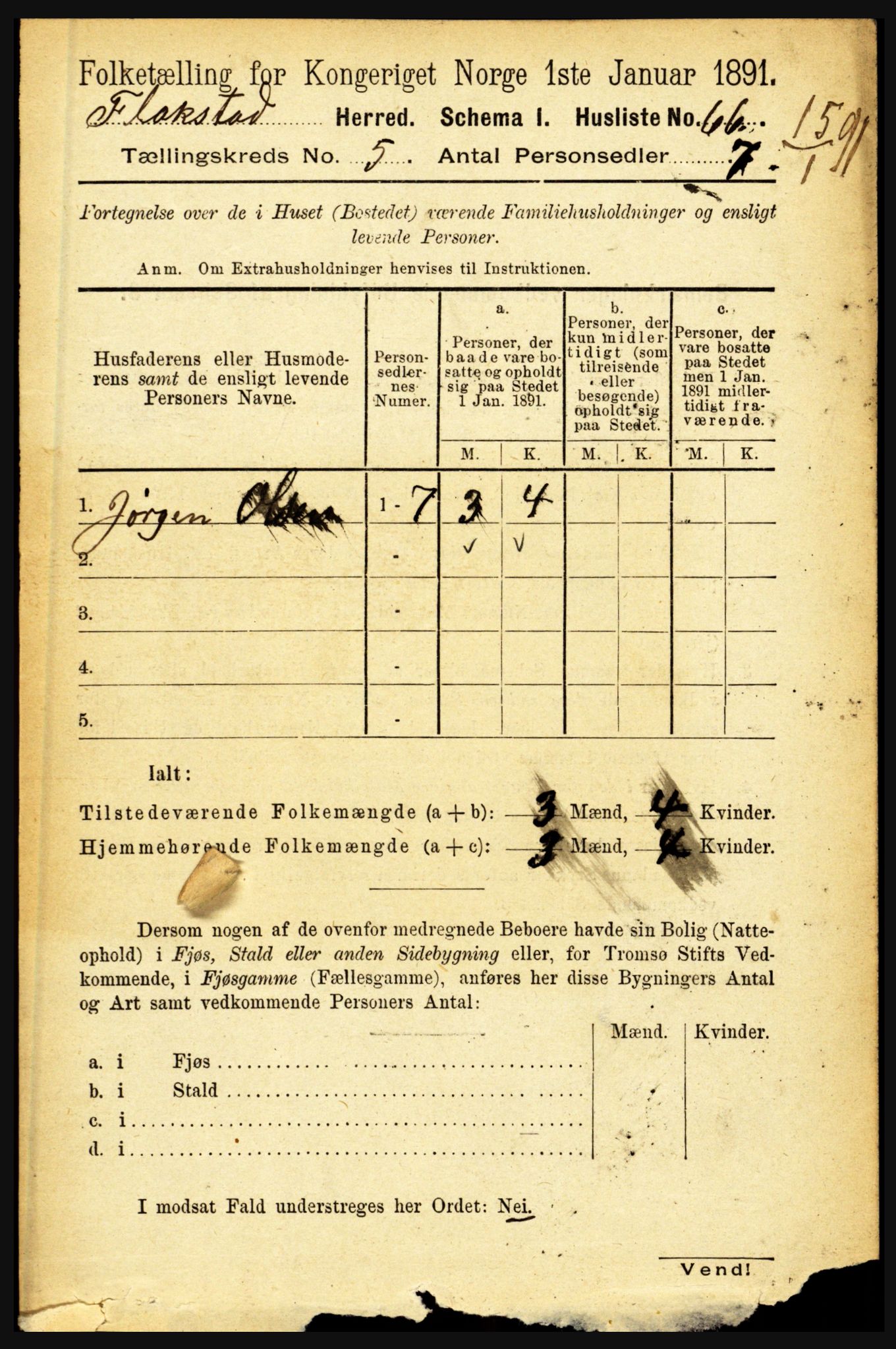 RA, 1891 census for 1859 Flakstad, 1891, p. 2469