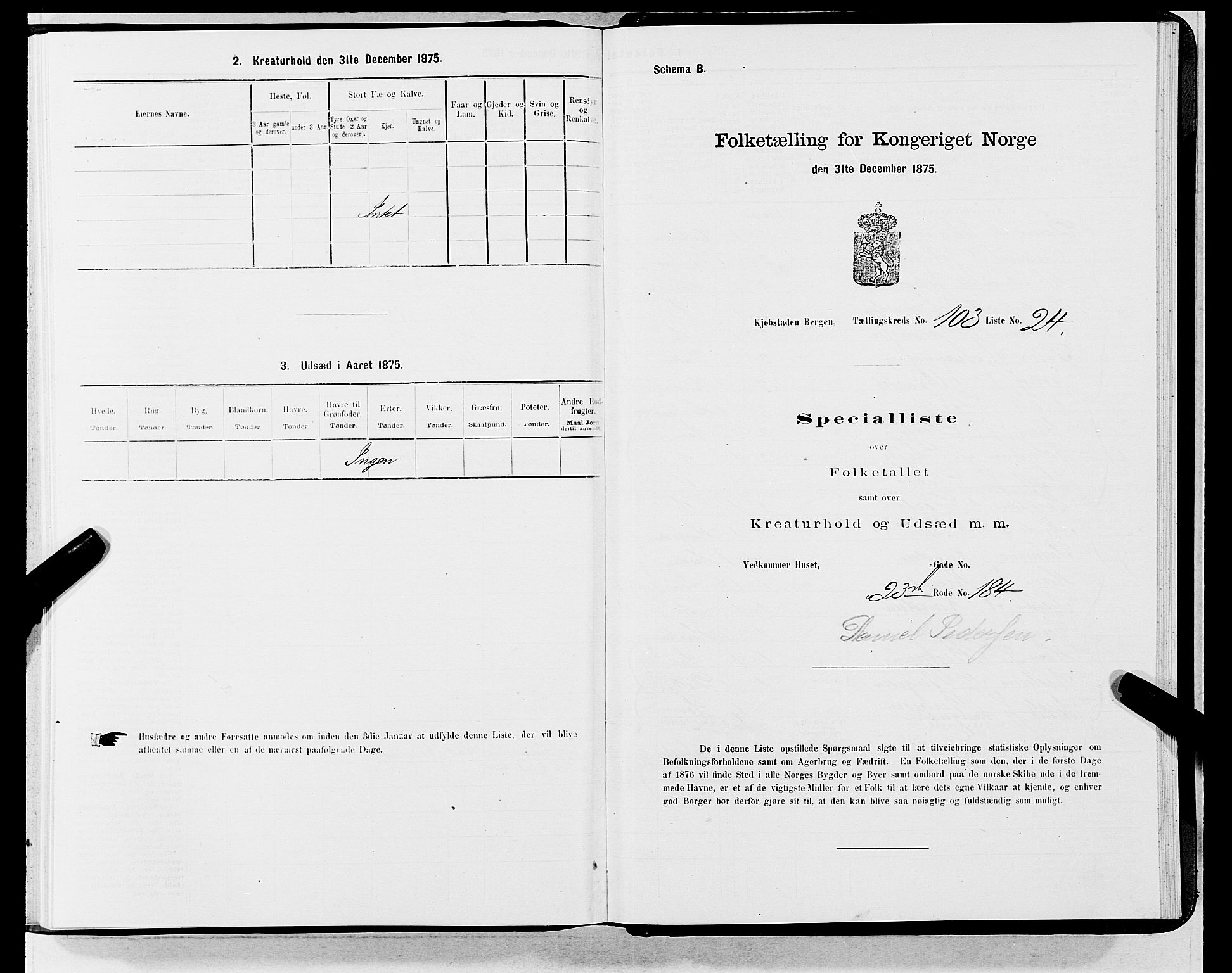 SAB, 1875 census for 1301 Bergen, 1875, p. 5633