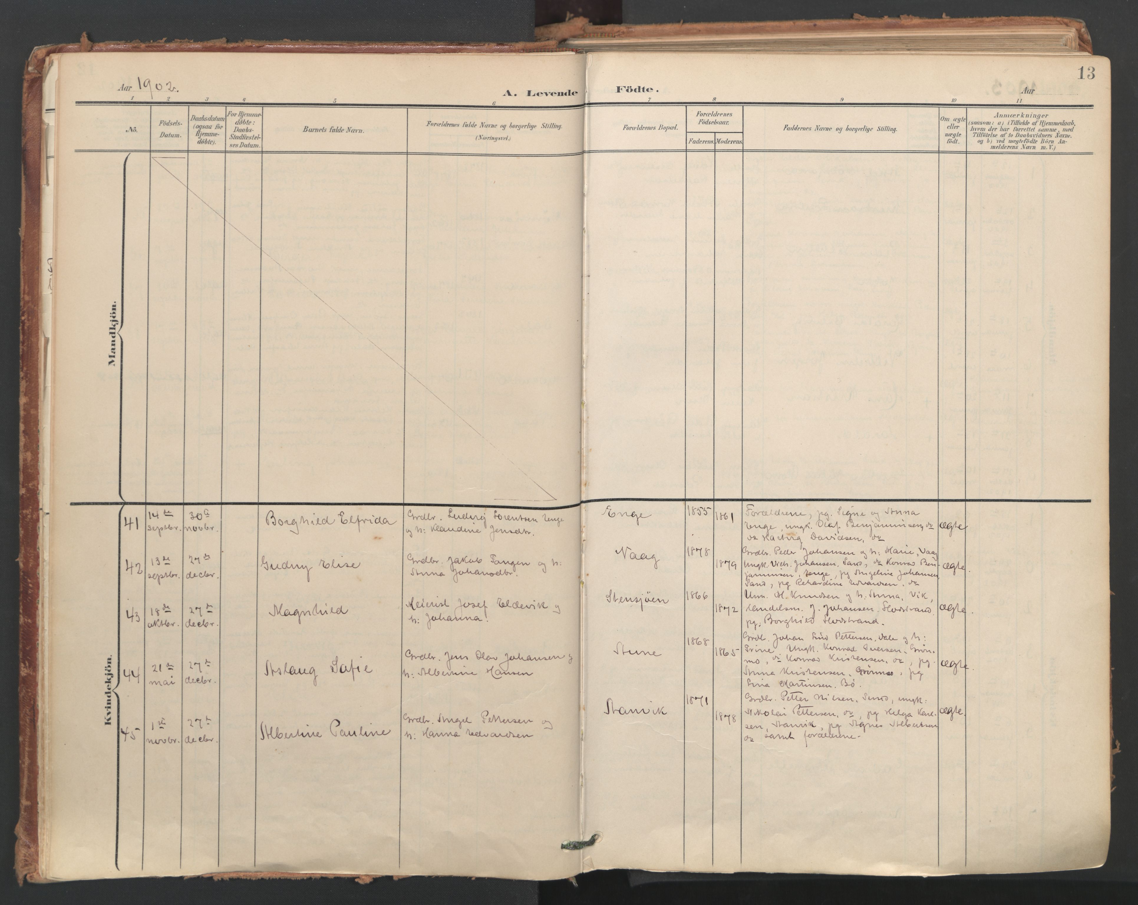 Ministerialprotokoller, klokkerbøker og fødselsregistre - Nordland, AV/SAT-A-1459/812/L0180: Parish register (official) no. 812A09, 1901-1915, p. 13