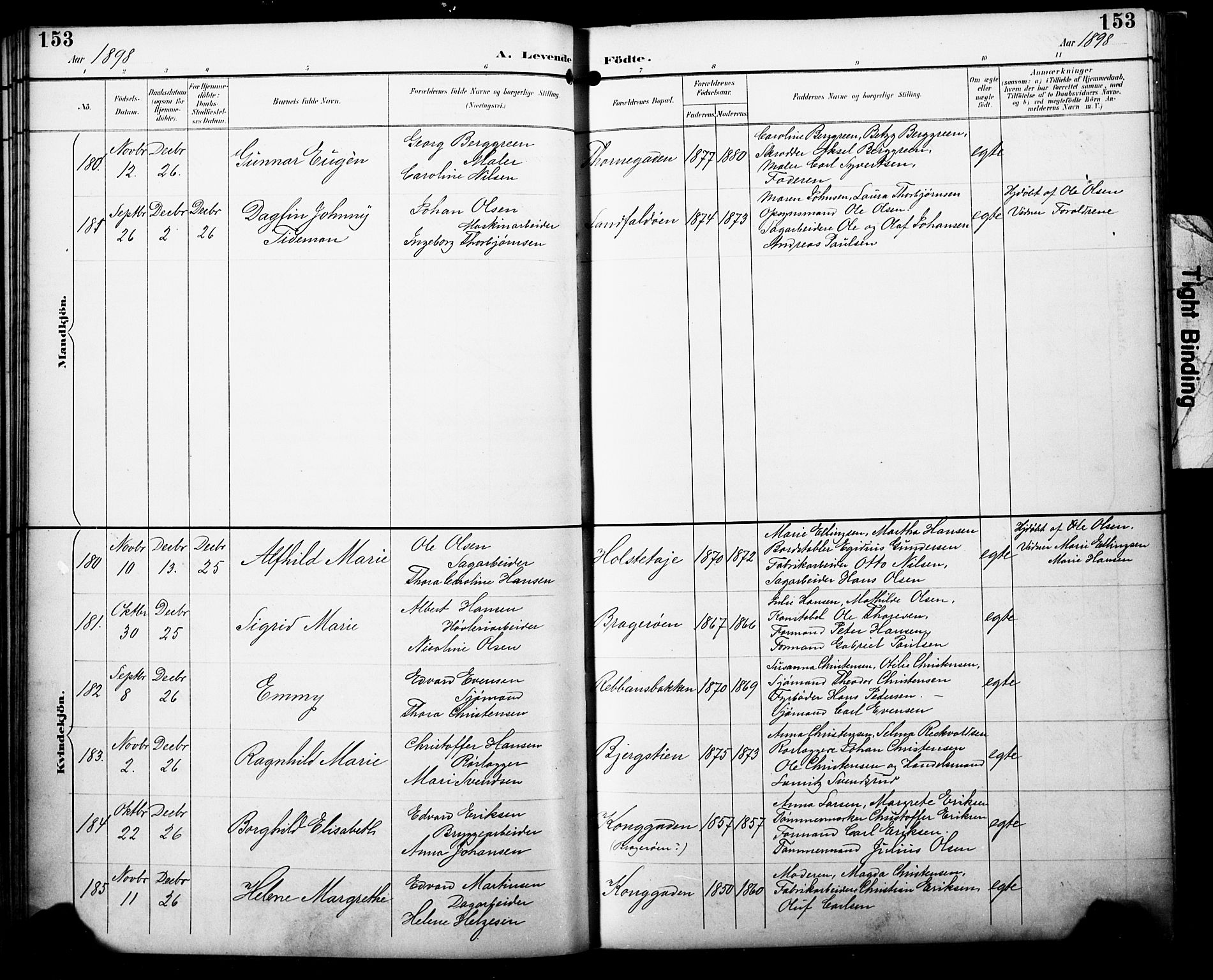 Bragernes kirkebøker, SAKO/A-6/F/Fb/L0008: Parish register (official) no. II 8, 1894-1902, p. 153