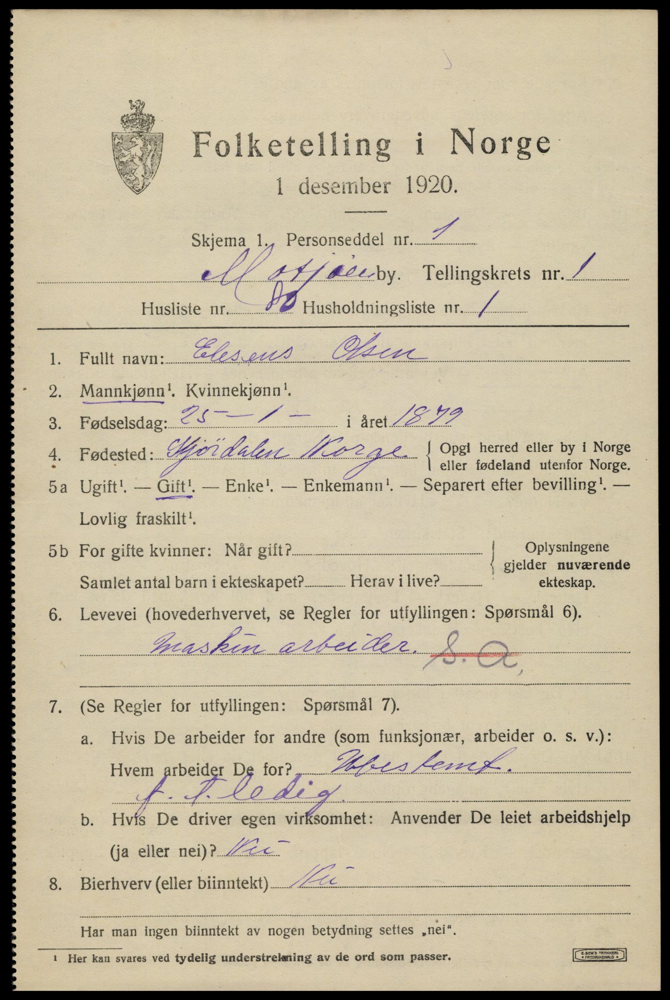 SAT, 1920 census for Mosjøen, 1920, p. 2462