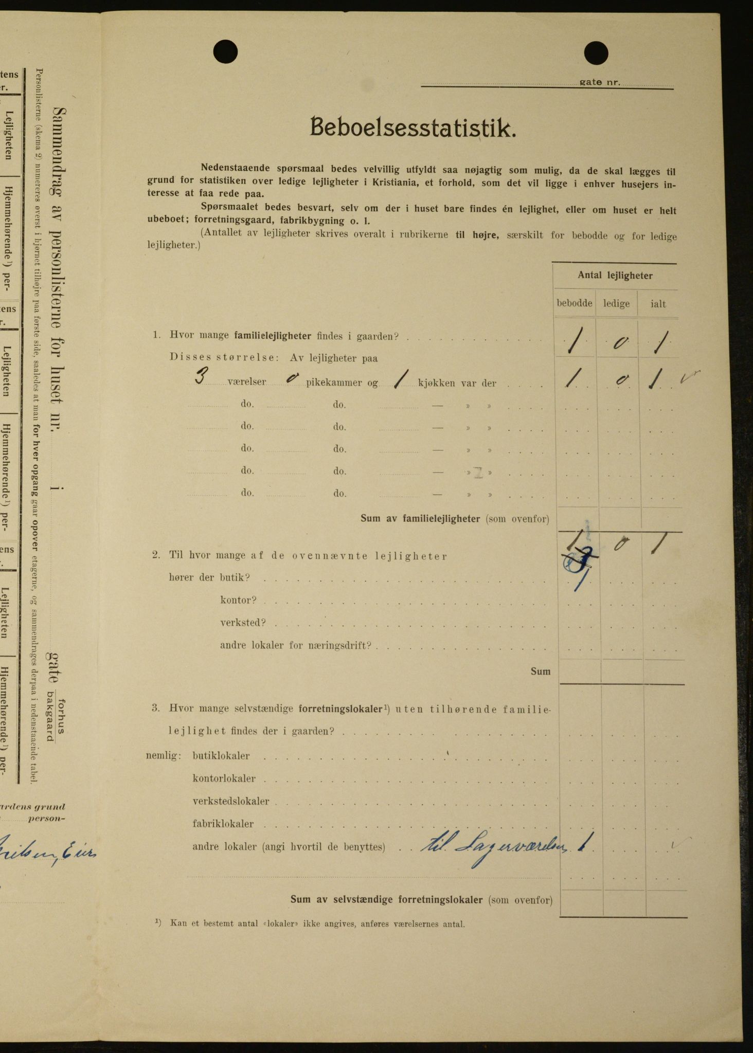 OBA, Municipal Census 1909 for Kristiania, 1909, p. 64657