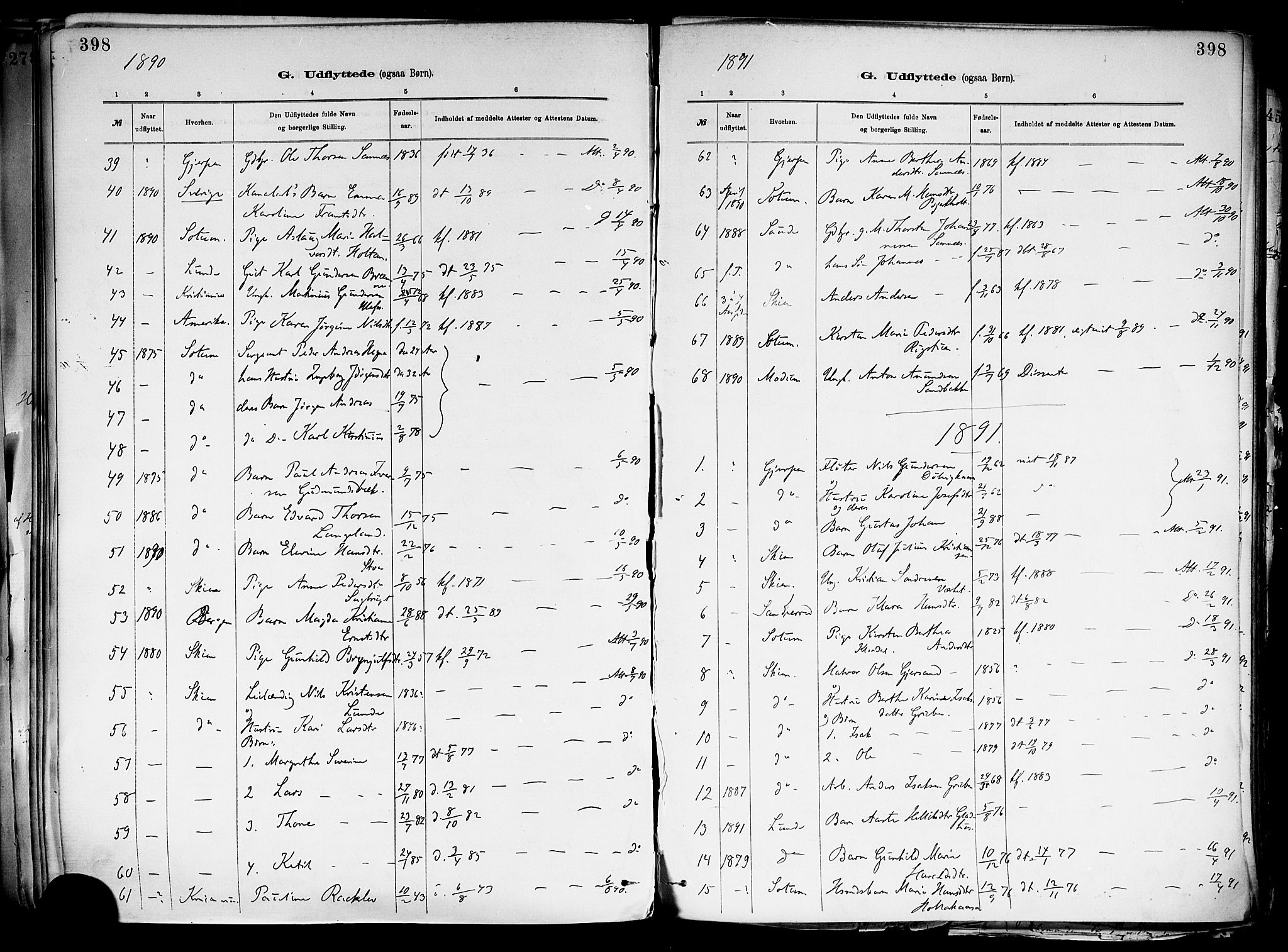 Holla kirkebøker, SAKO/A-272/F/Fa/L0008: Parish register (official) no. 8, 1882-1897, p. 398